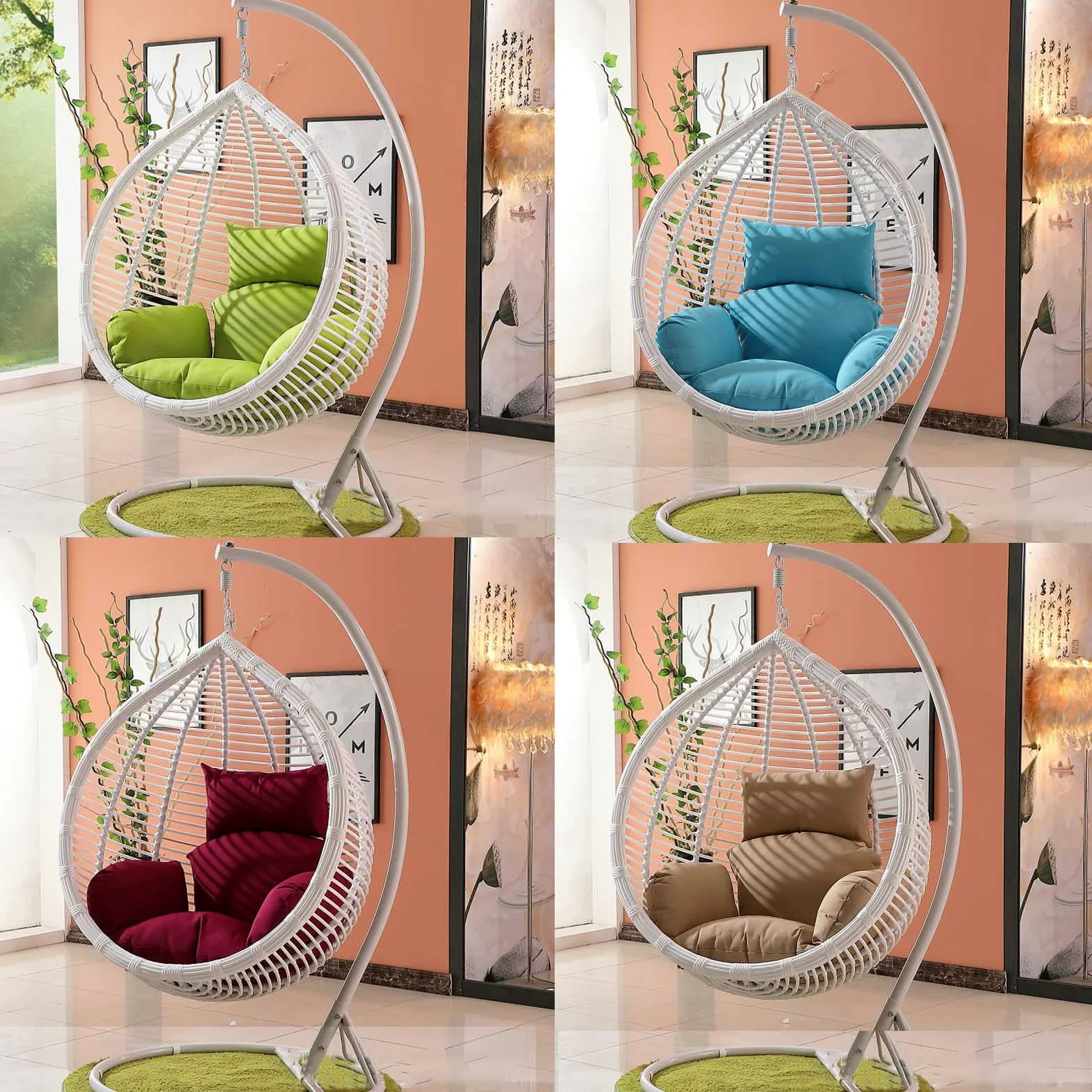 Cojines for silla colgante, cojín for silla de huevo, cojines for silla de huevo estampados, almohadillas impermeables resistentes al sol for sillas de hamaca, cojín for silla colgante de sofá de ratá