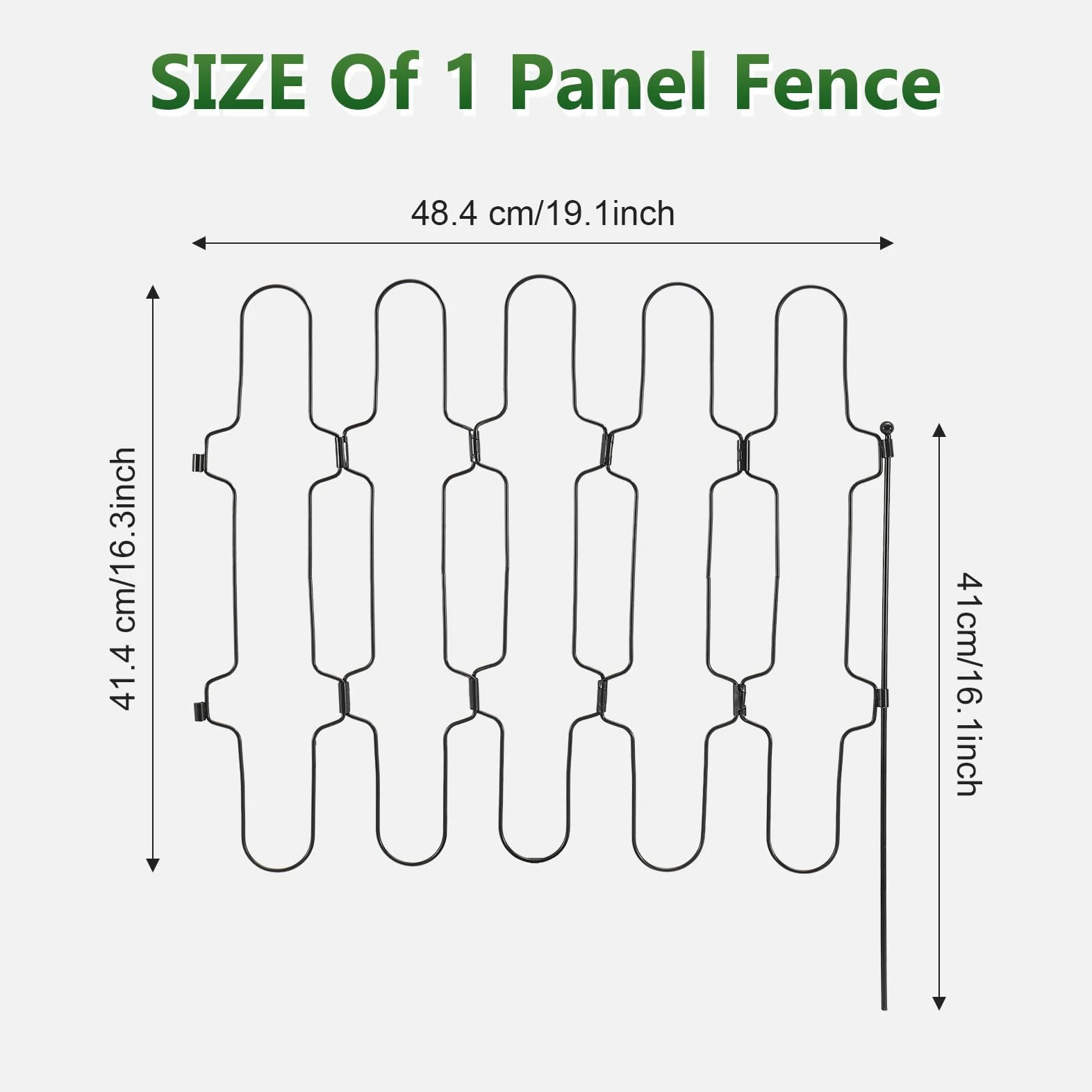 Valla de Jardín Plegable para Exterior, Paneles de Metal para Bordes de Macizos, Barrera Decorativa sin Instalación para Animales, Cercado para Jardín, Flor y Patio (40CM(H)×4.6M(L) 10 Panels)