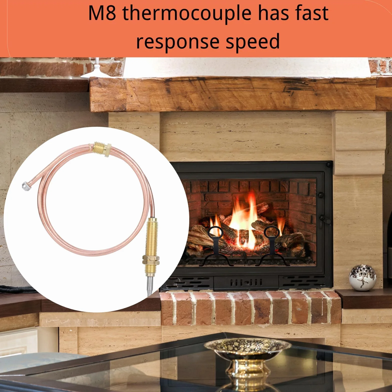 Termopar de Gas Universal M8 de 600mm, Sonda para Calentador de Gas, Brasero, Horno, Calentador de Agua, Rápida Respuesta y Rendimiento Estable, Pieza de Repuesto y Accesorio de Reemplazo