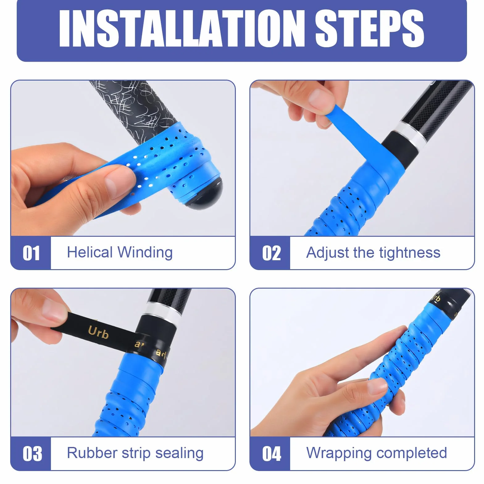 Agarre de Raqueta de Bádminton - 4 Pcs Antideslizante - 110 × 25 mm, Transpirables, Blanco, Azul, Verde, Negro