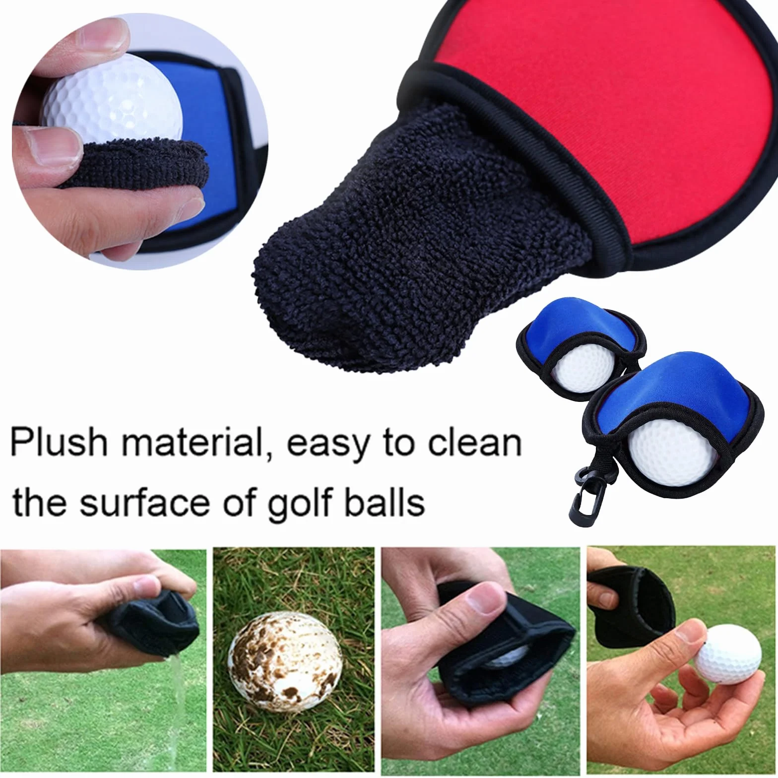 Bolsa de Limpieza de Pelotas de Golf 6 Piezas con Hebillas Negras, Portátil