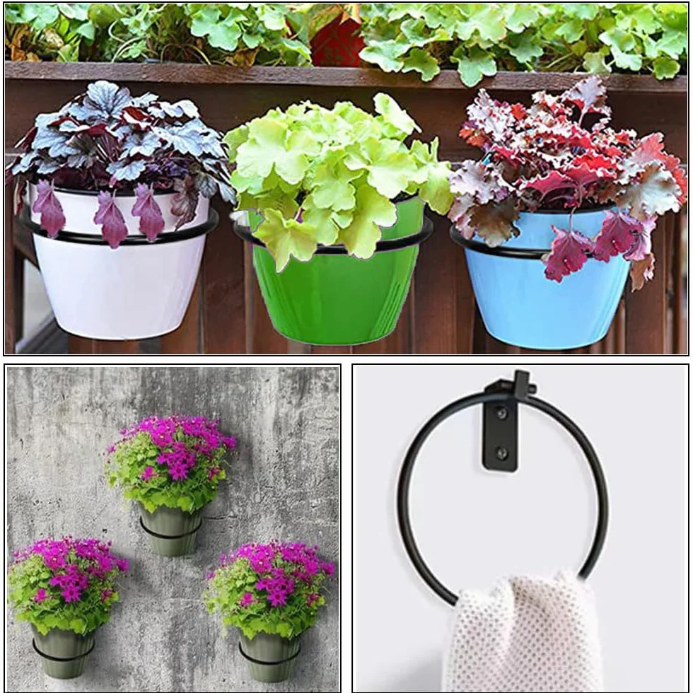 6 soportes de pared para macetas, soporte plegable para jardín, balcón y exterior, negro (4 pulgadas)