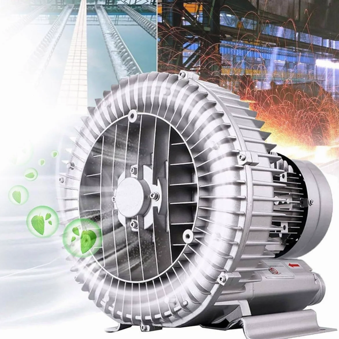 Genérico Soplador regenerativo de Alta presión - Bomba de Anillo de vórtice de 120 W para vacío Industrial, soplado y succión de Aire, Ideal para aireación de Aguas residuales y estanques de Peces de