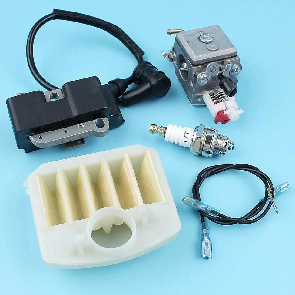 Kit de módulo de Bobina de Encendido del Filtro de Aire del carburador Compatible con Husqvarna 340345346350353 Bujía de Motosierra [# 503283208] Zama Carb