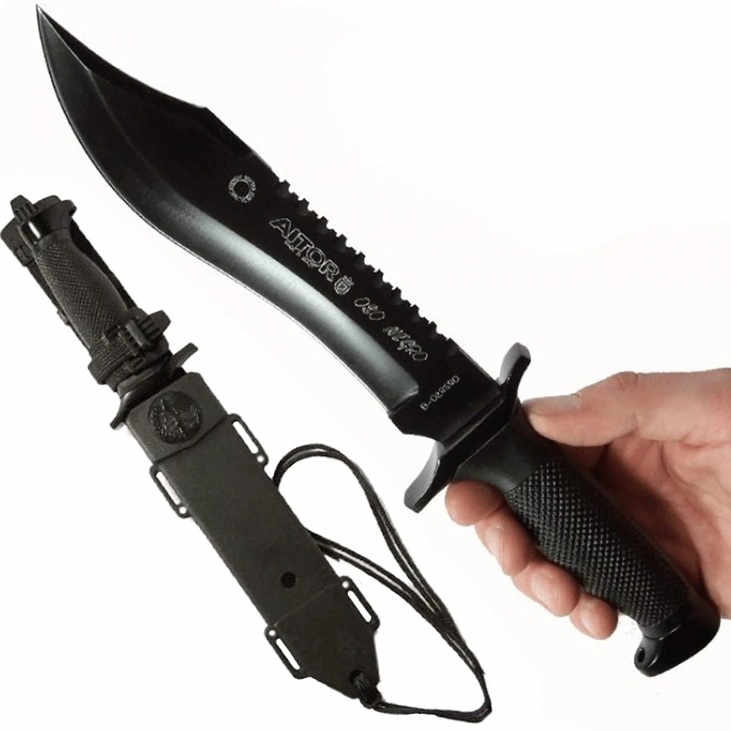 Aitor Oso Negro Cuchillo de Caza Hoja Acabado Negro Mate Funda Negra