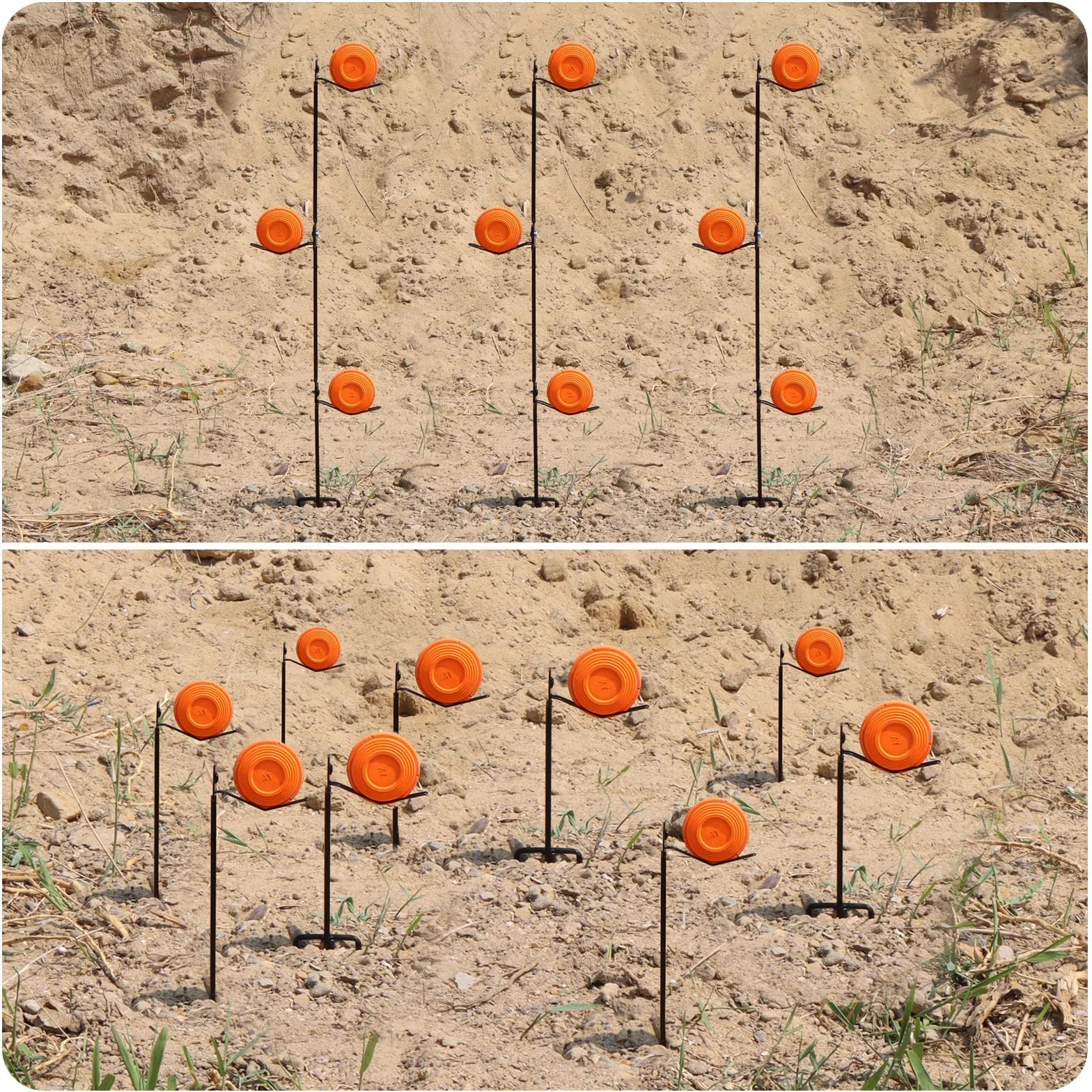 Highwild Soporte para objetivo de palomas de arcilla (paquete de 3) – Base de 3 puntas – Acero hexagonal
