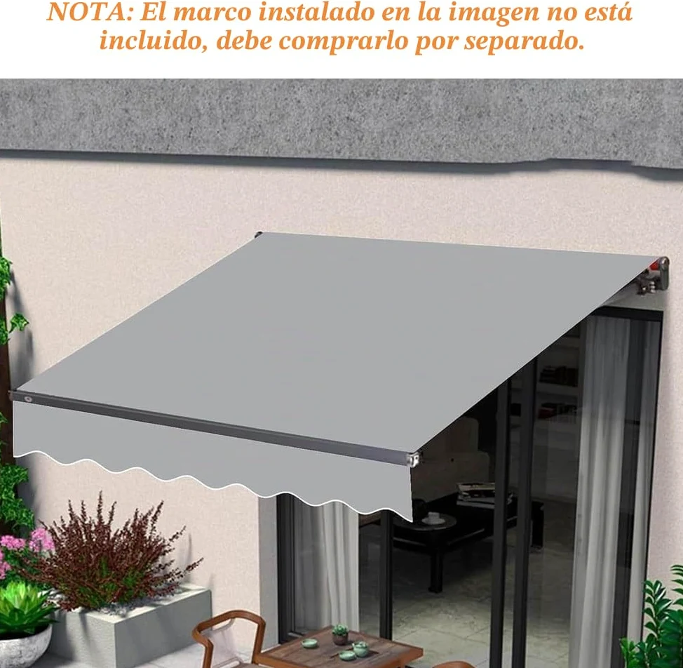 Lona para toldo Exterior, Tela de Repuesto para toldo, Tela Impermeable Ripstop, poliéster 320 g, Estructura no incluida,Camel,(10x8.2ft) 3x2.5m