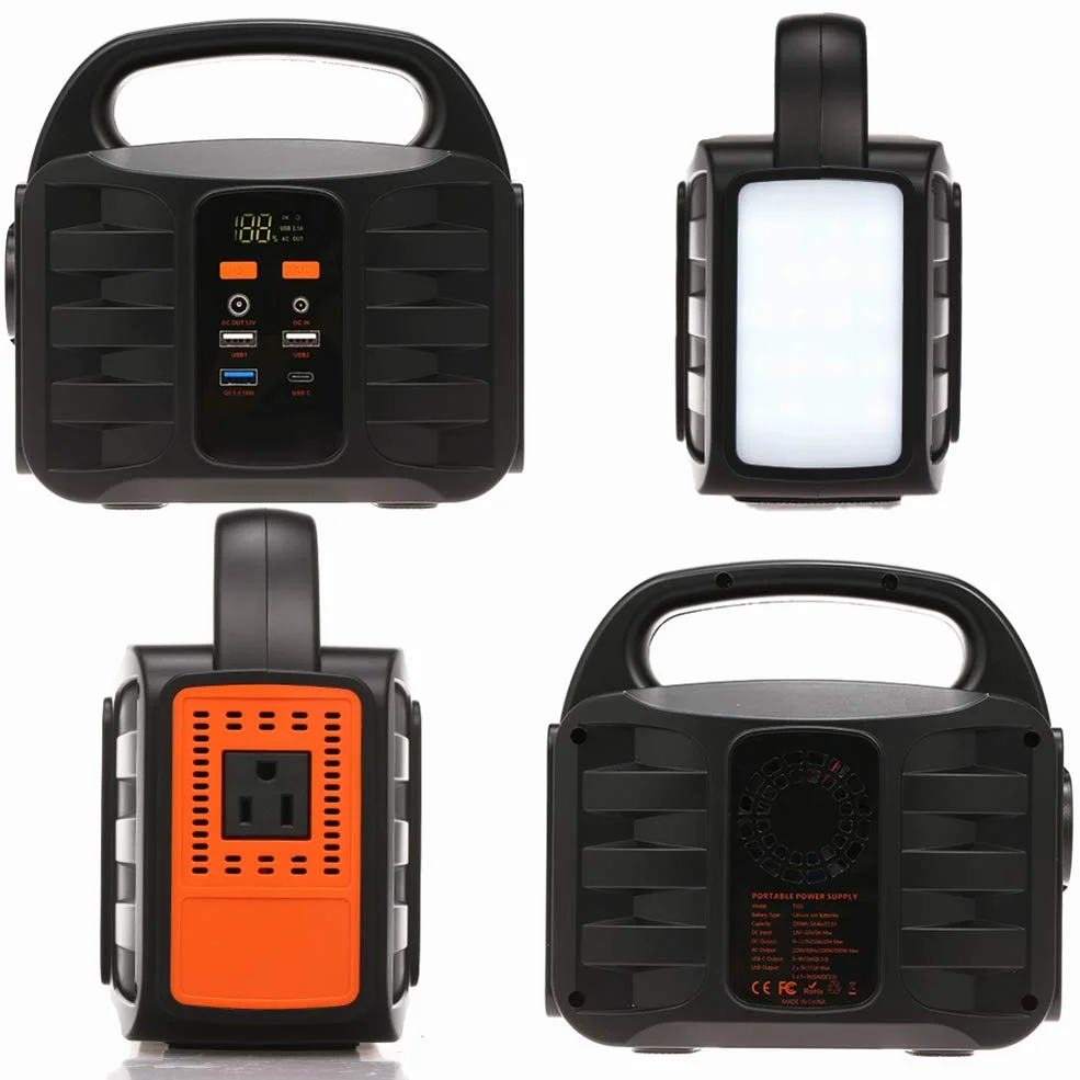 Central eléctrica portátil, 155Wh 42000mAh Camping Generadores solares Fuente de alimentación de Litio, Iluminación LED SOS, para Acampar al Aire Libre Pesca