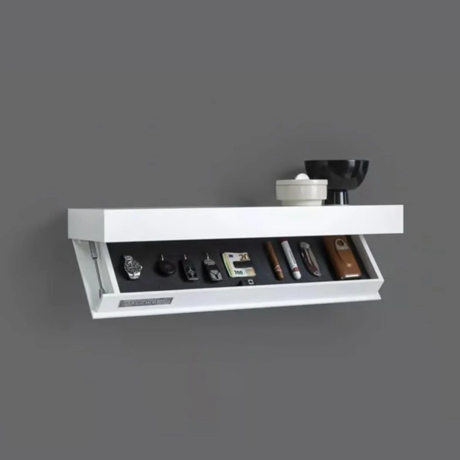 Caja fuerte flotante oculta para armas, estante con compartimentos secretos, almacenamiento montado en pared