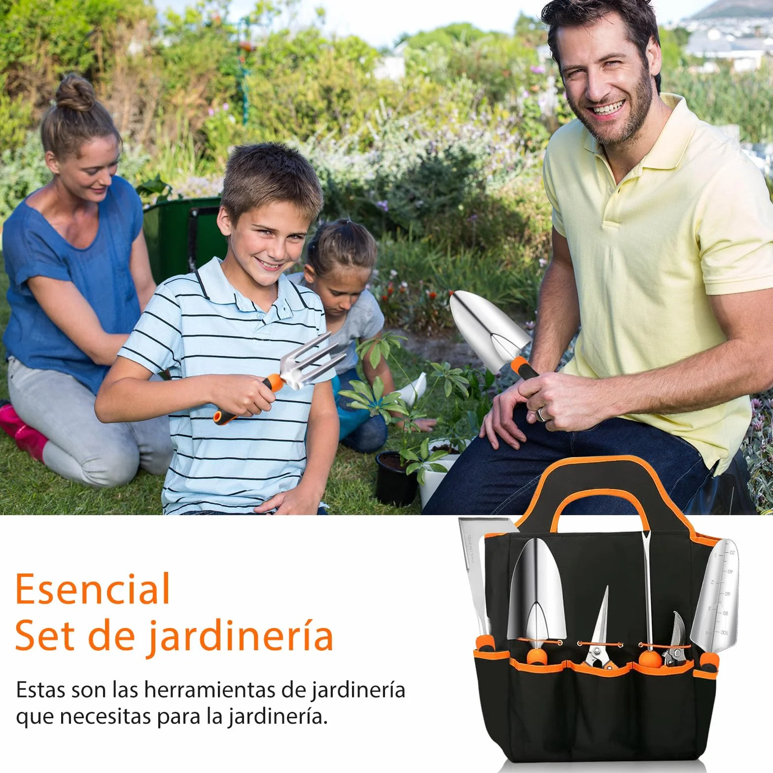 Kit Jardineria, 10 Piezas de Alta Resistencia Juego de Herramientas de Jardinería, Set Jardineria para Jardinería, Regalos para Mujeres y Hombres