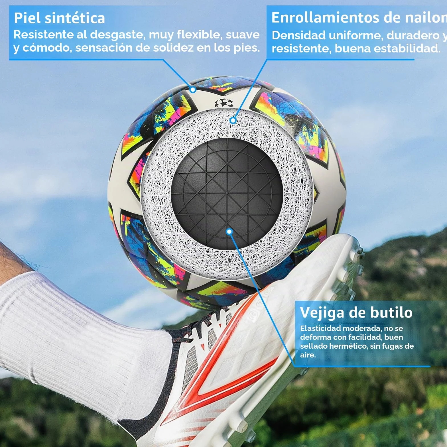 Balón de Fútbol Champions Tamaño 5 con Bomba, Agujas y Bolsa de Red