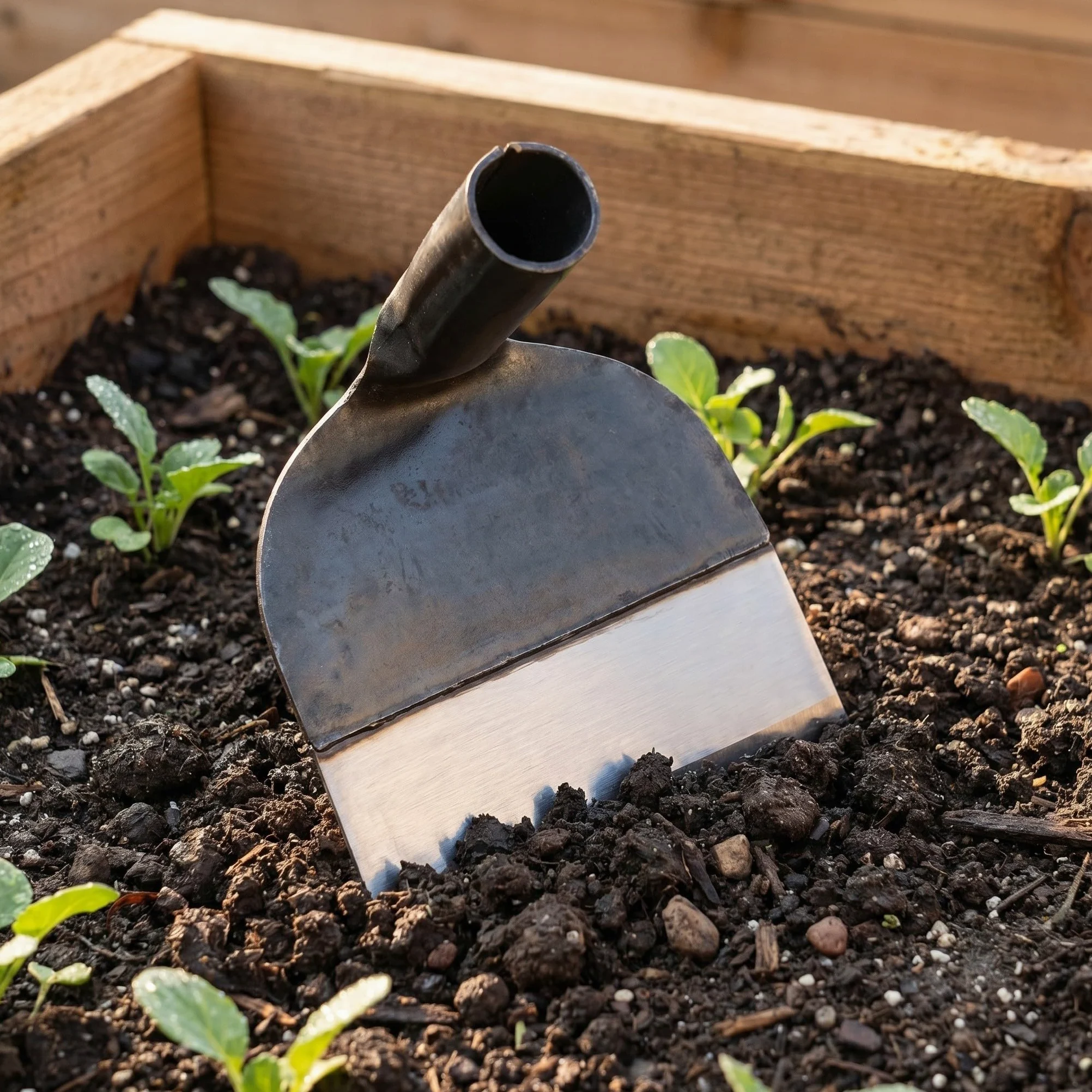 Pequeña Azada de Jardín de Acero Inoxidable Multiusos | Deshierbar y Jardinería, No se Deforma, Herramienta Resistente para Cultivar Hortalizas