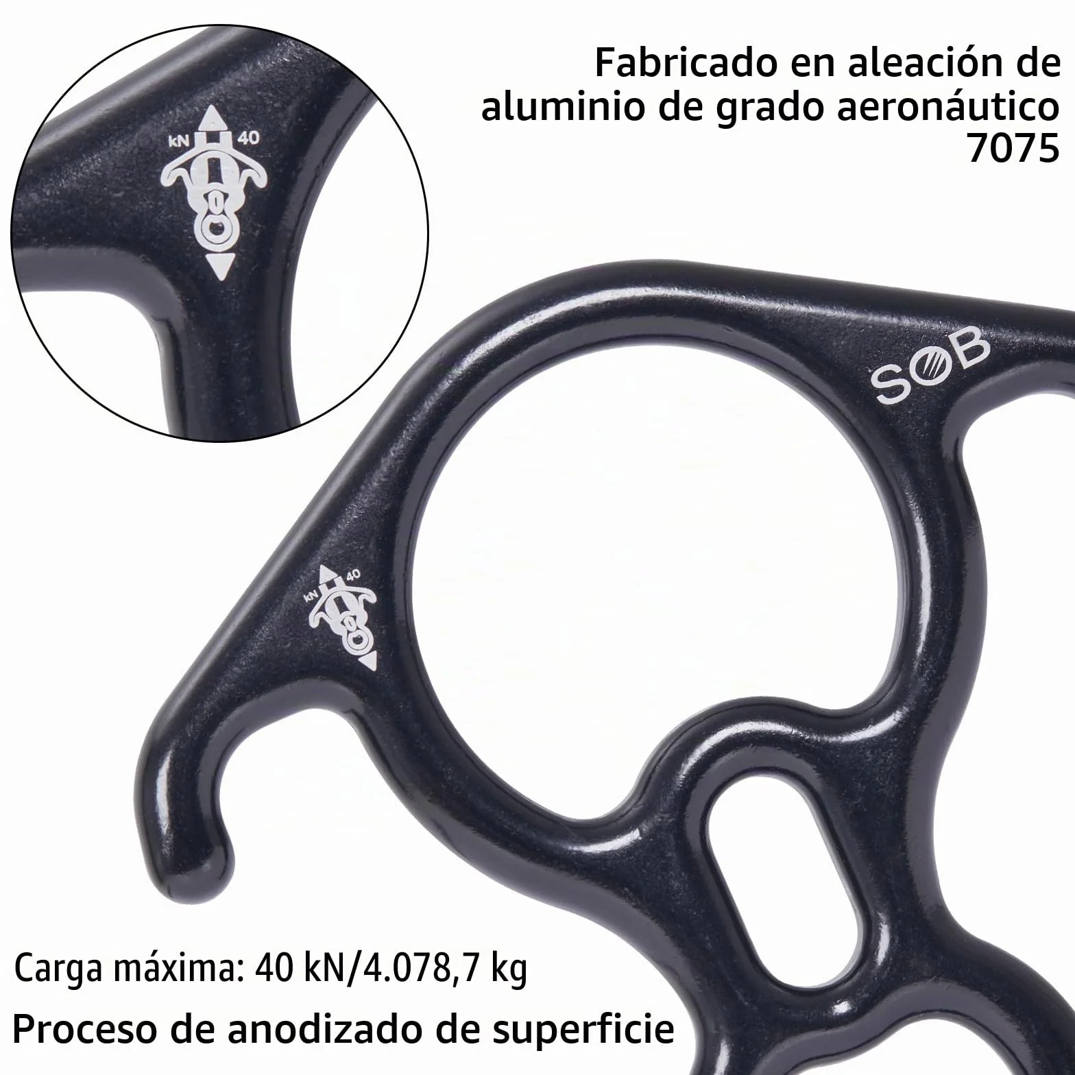 SOB Descensor de Escalada Figura 8 Anillo Aleación de Aluminio de Magnesio para Montañismo Rescate