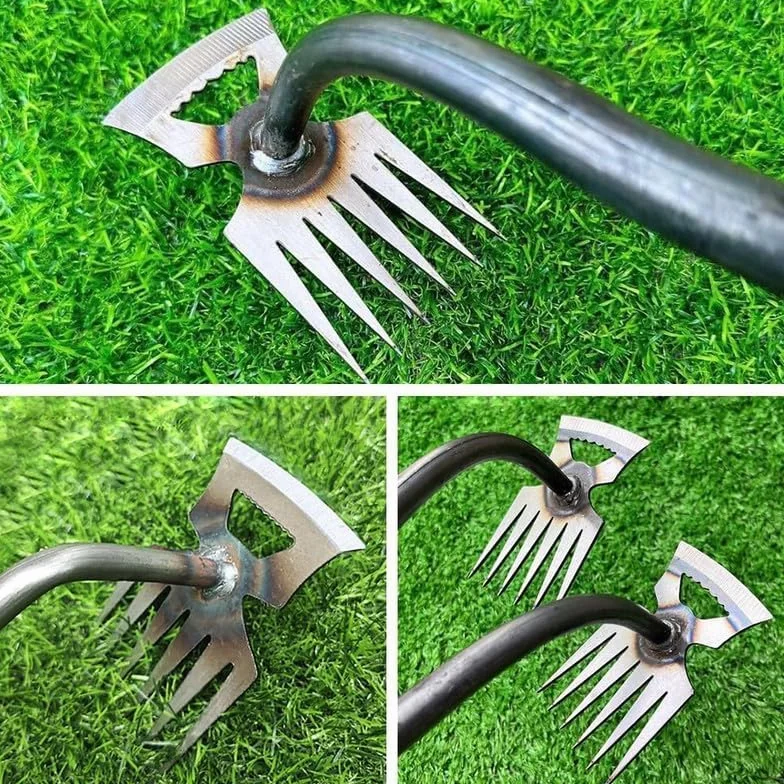 HOIDOKLY 2025 Nueva herramienta de deshierbe, herramienta de deshierbe duradera de acero al manganeso, herramienta manual multifuncional para deshierbar patios y jardines (5 Dientes)