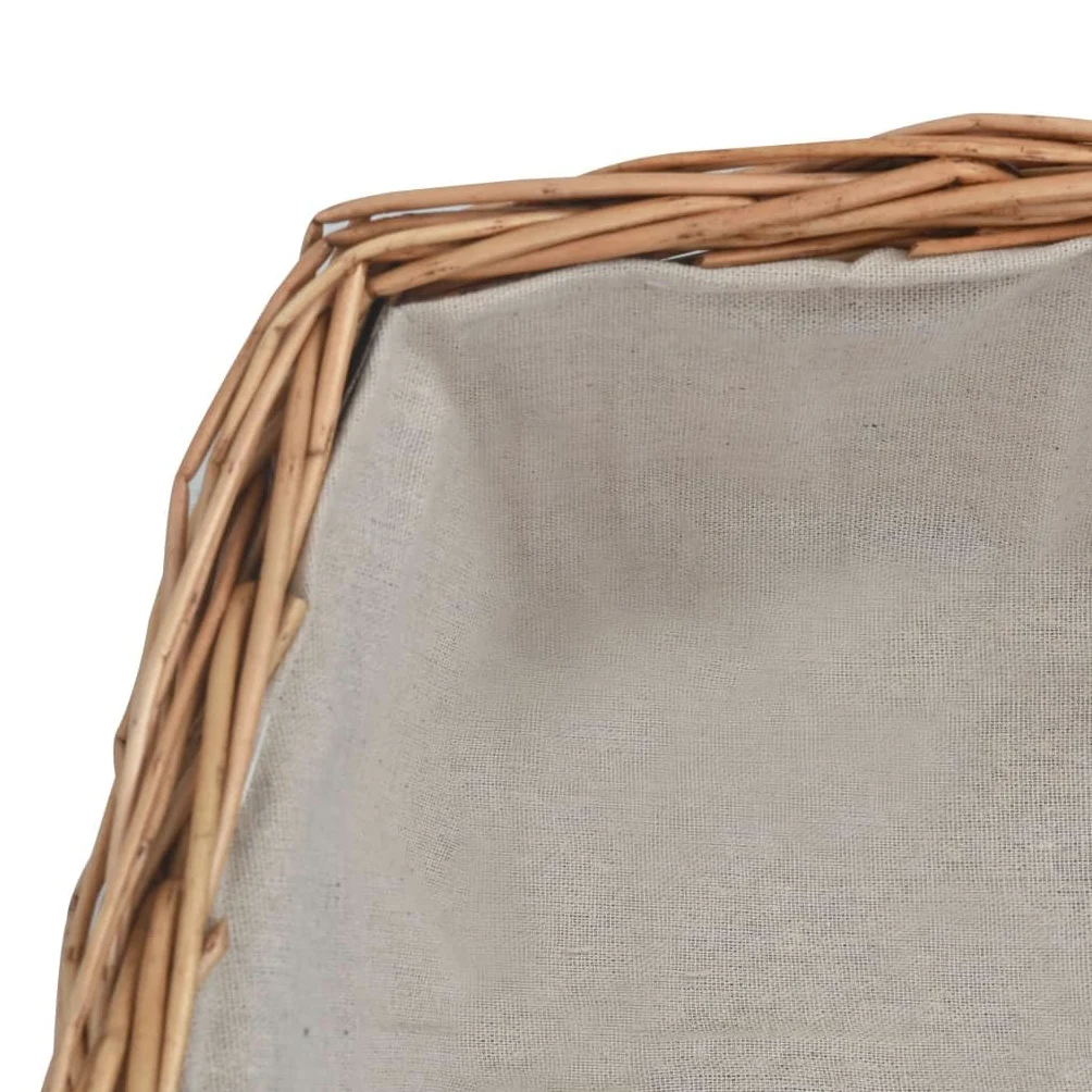 Cesta rústica de mimbre para guardar leña, cesta grande para leña de 61,5 x 46,5 x 58 cm, ideal como cesta de leña con asa de transporte.