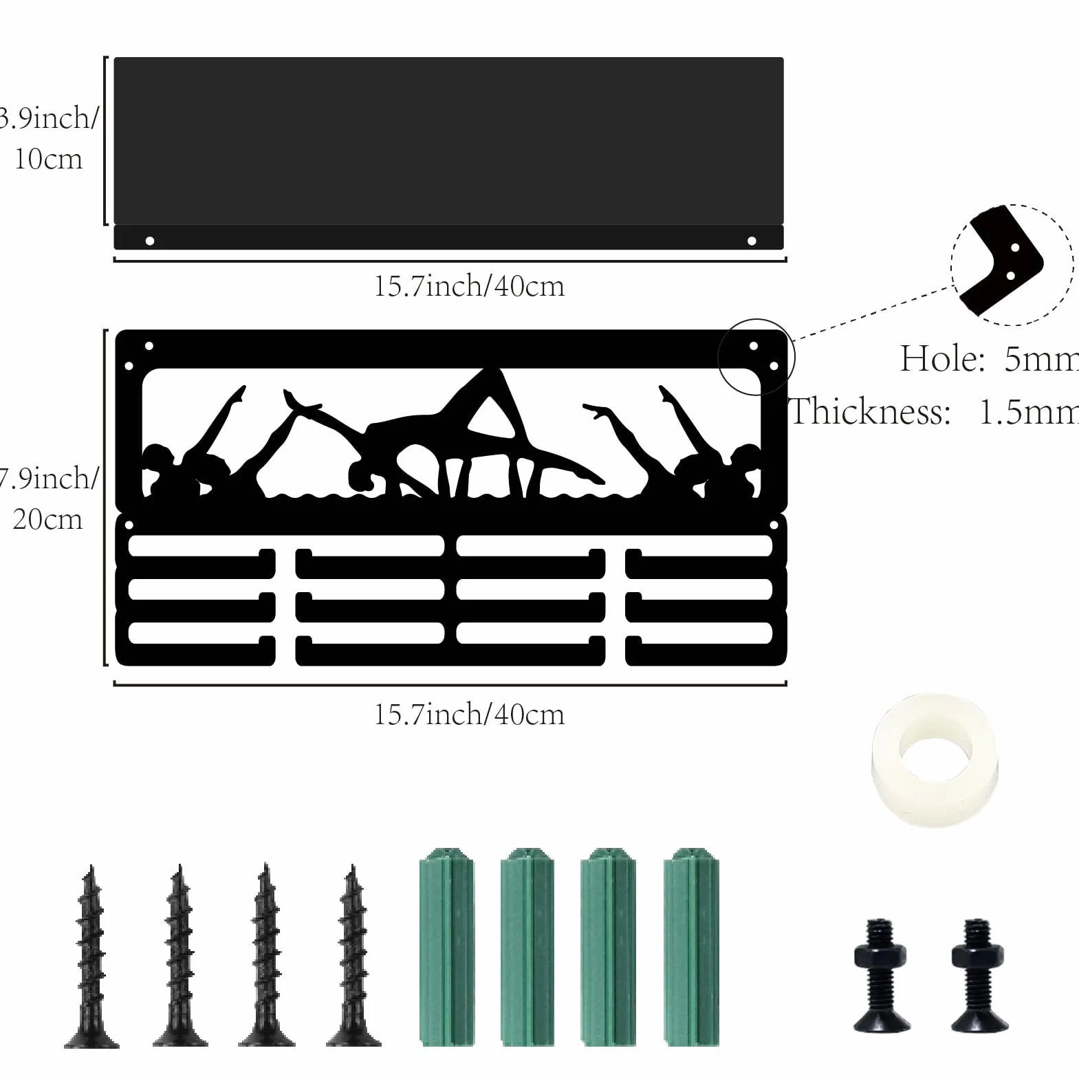CREATCABIN Soporte para Medallas de Natación, Organizador de Trofeos de Metal con 12 Ganchos, Exhibición de Medallas Deportivas de Pared