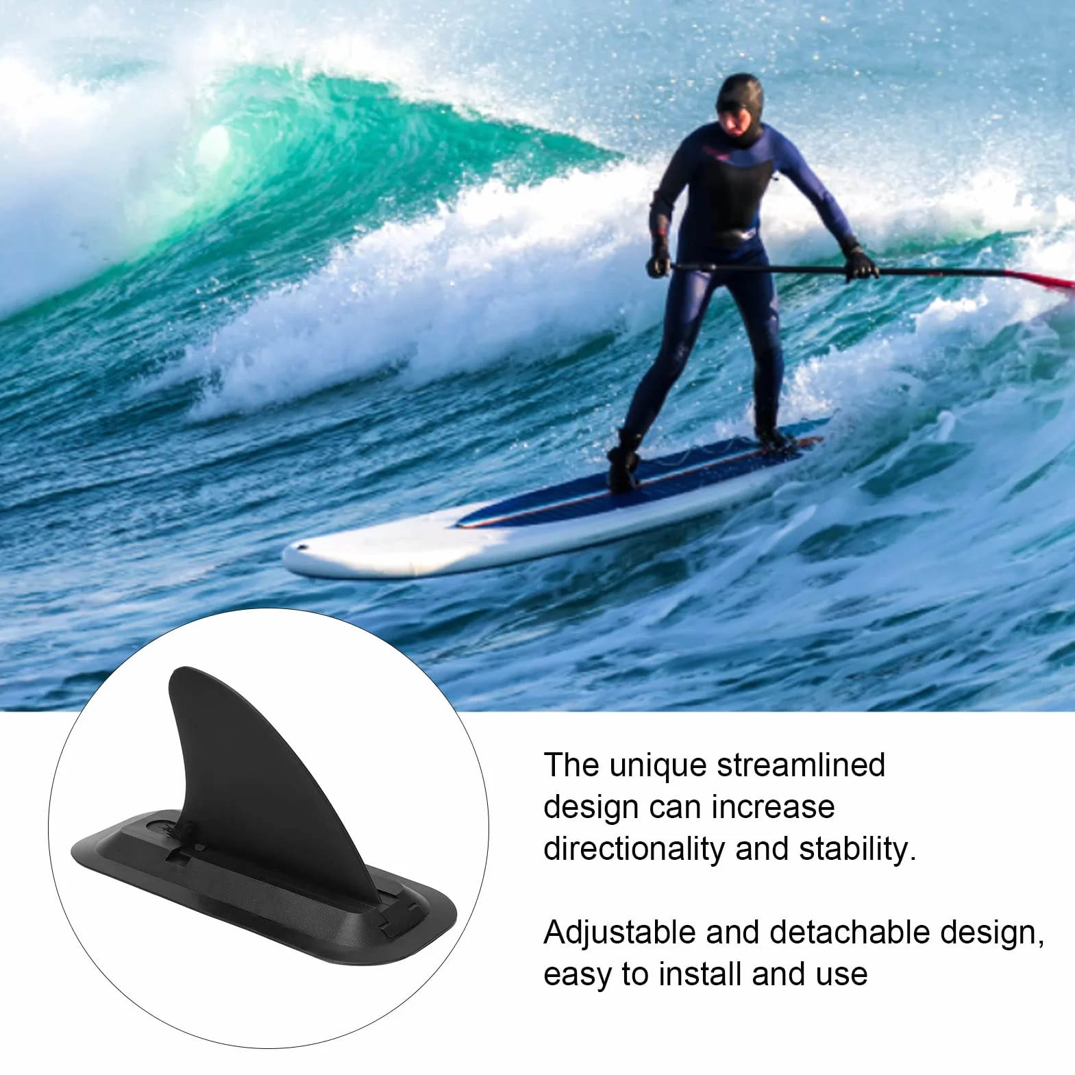 OUKENS Aleta de Surf Removible Quilla de Paddle Surf Nylon Reforzado Liberación Rápida Aleta Central para Tabla Longboard
