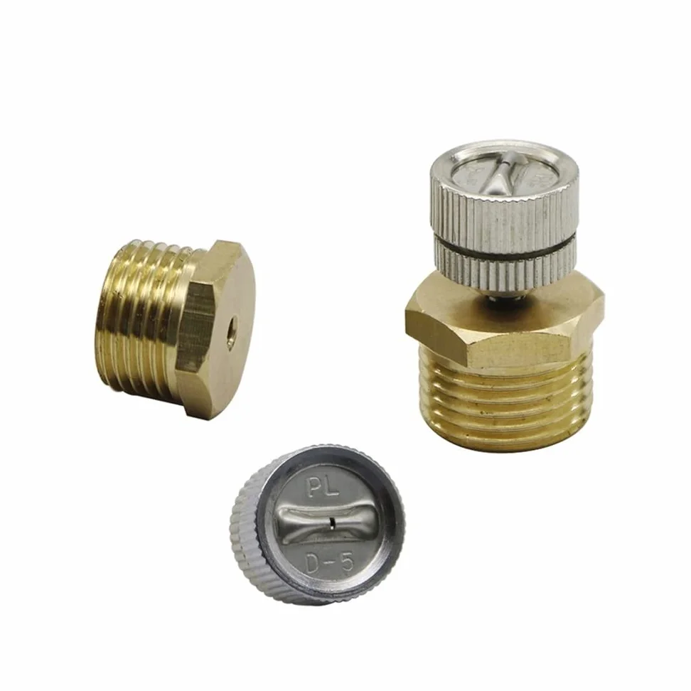 Boquillas atomizadoras de latón de 3/16" de Baja presión, en Forma de Abanico, 20 Unidades, boquillas atomizadoras de 90 Grados para riego de jardín, refrigeración y Humedad (Color: Amarillo)