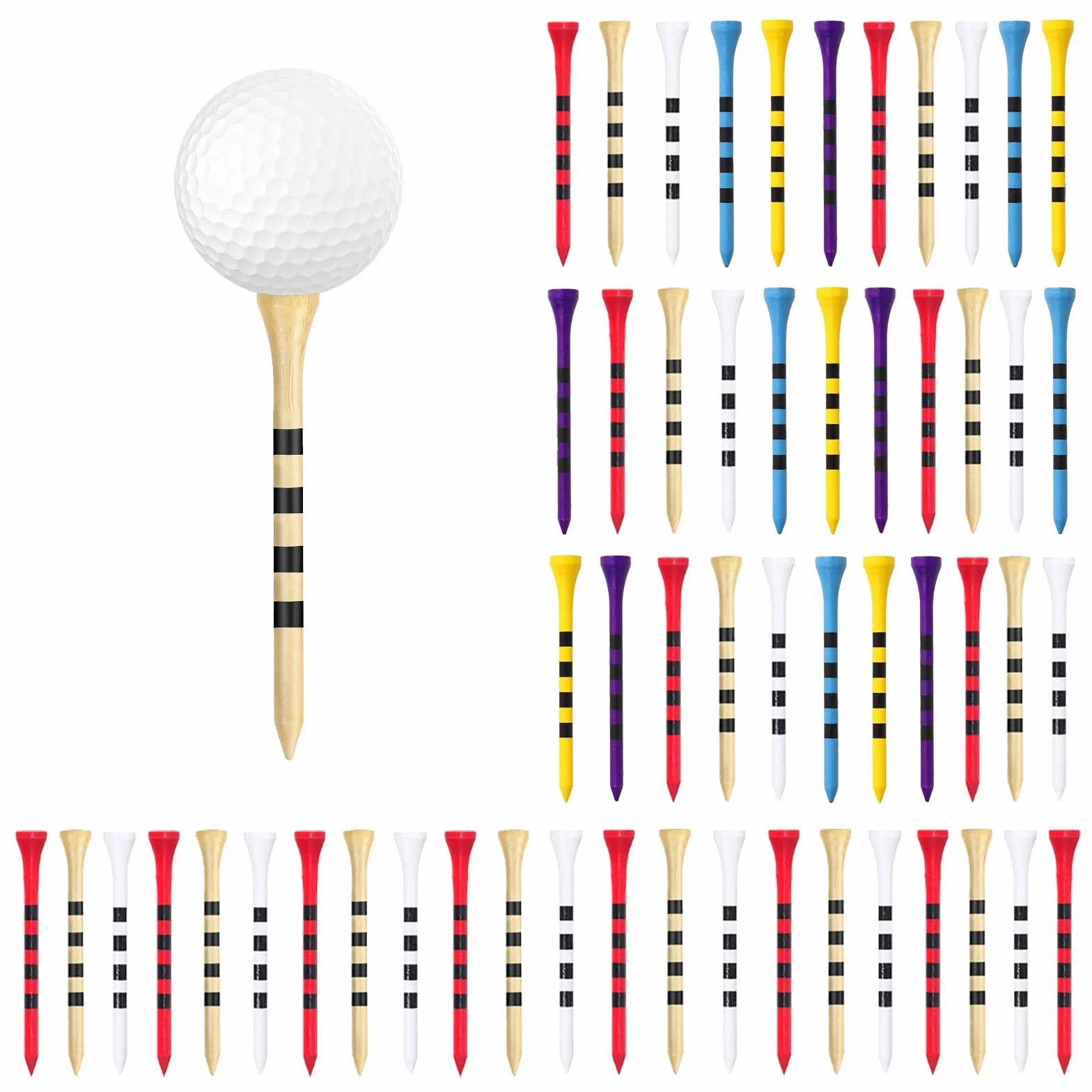 Tees de Golf 83mm Madera Multicolores Accesorios para Golfistas Aficionados y Profesionales