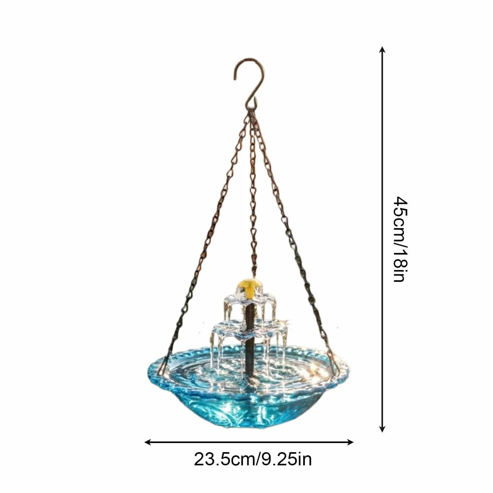 Baño Solar Para Pájaros, Cuenco De Agua Para Colibrí Al Aire Libre | Baño Para Pájaros Colgante - Tazón De Vidrio Artístico Para Jardín, Patio, Patio Trasero, Paio Delantero, Balcón, Terraza, Ptio,
