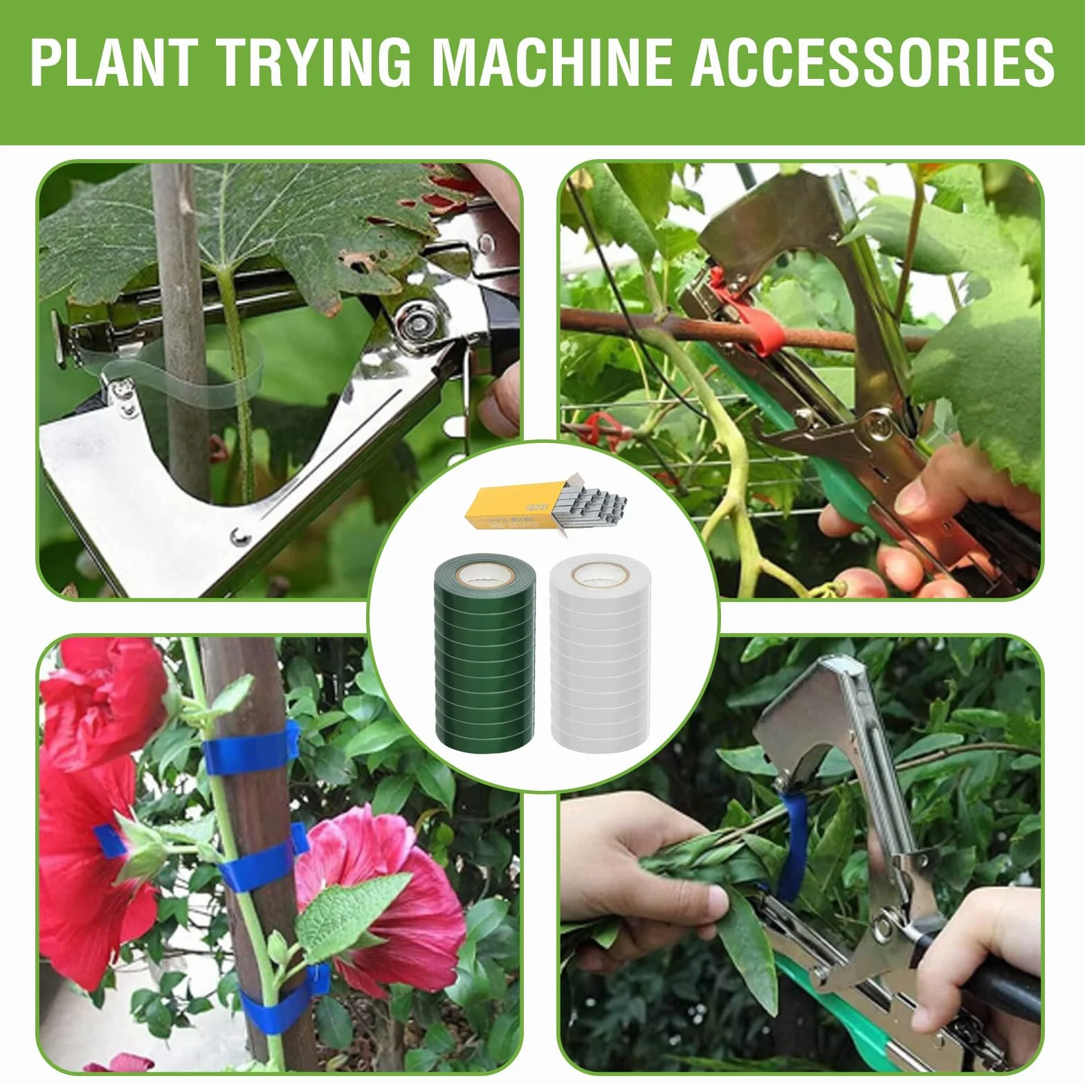 10 Rollos Maquina para Atar Plantas,para Maquina para Atar,Herramienta de Cinta de Jardín para Atar Ramas de Plantas, para Viñedo Pepino Fruta Flores Vegetales