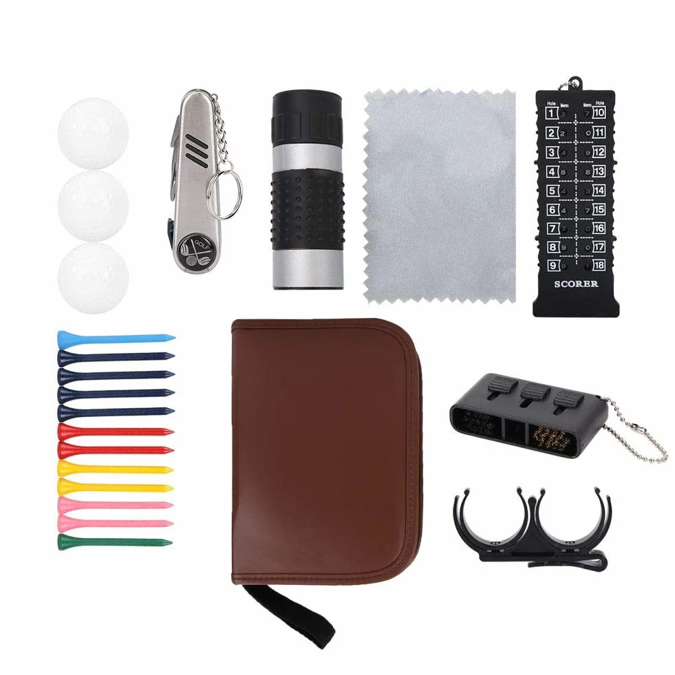 Bolsa de Accesorios de Golf 23x16x5 cm PU 3 Pelotas 12 Tees 54 mm