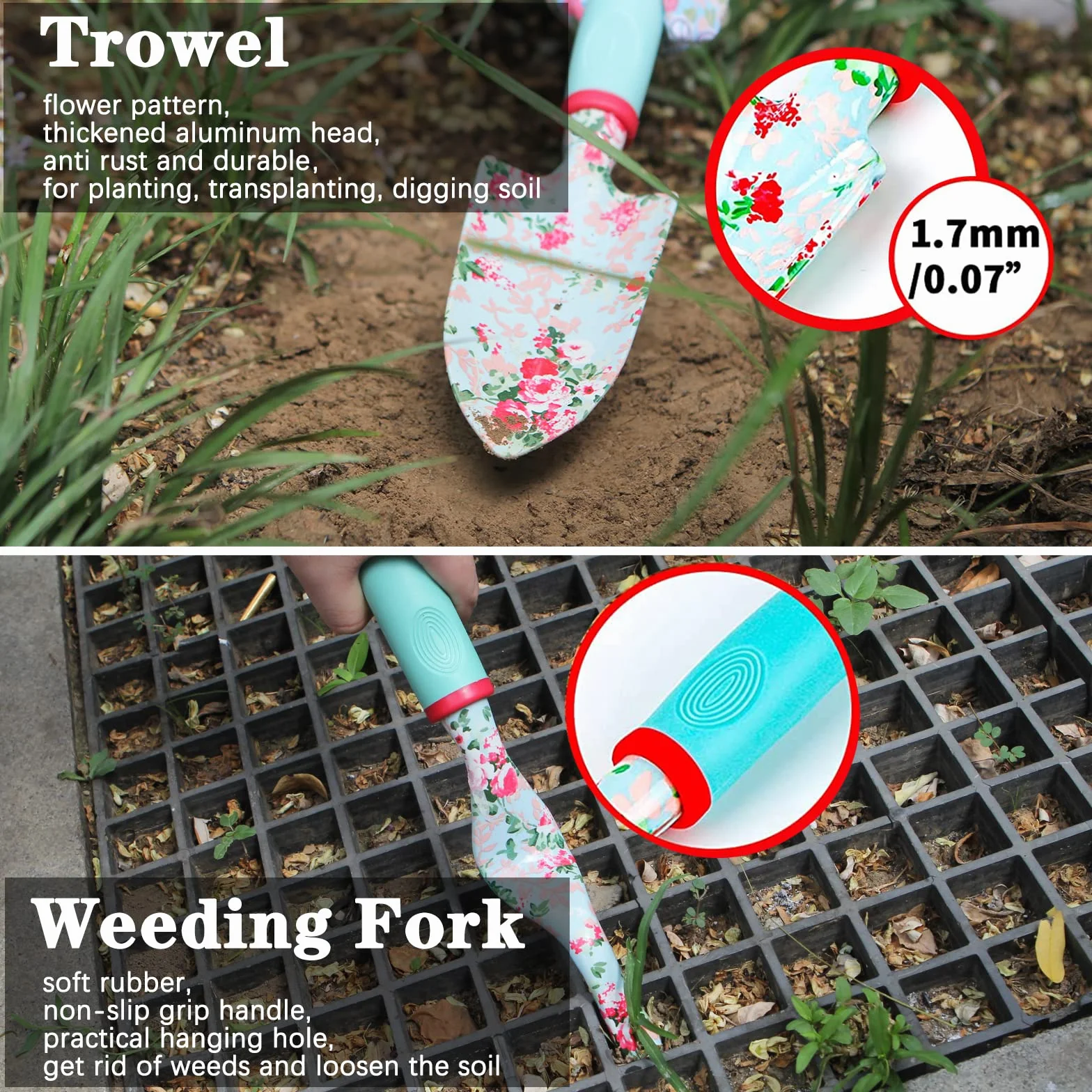 Juego de Herramientas de Jardinería 16 Pcs,Kits de Regalo de Herramientas Manuales de Jardín FloralRegalos de Jardinería para Mujeres y Hombres, con Tijeras de Podar y Bolsa de Almacenamiento