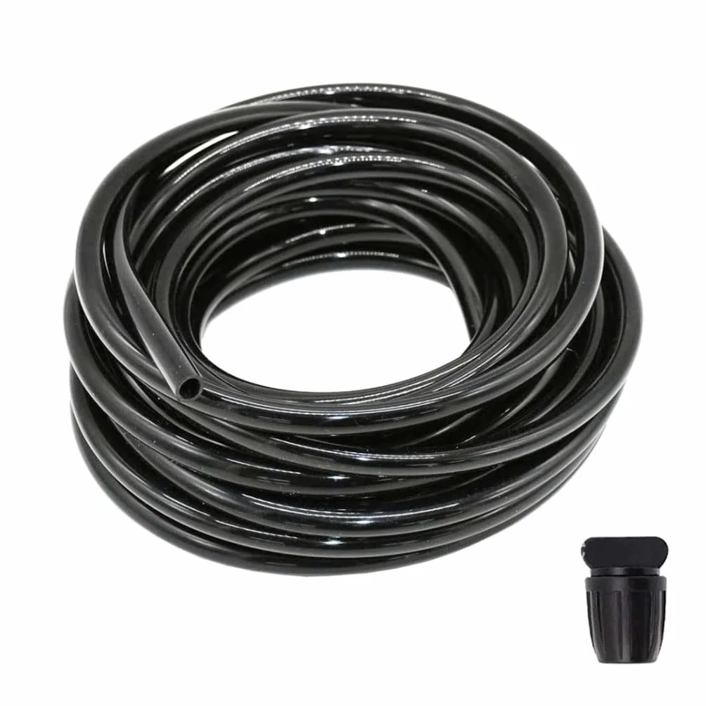 Manguera flexible de riego por goteo, tubo PVC 8/11 mm for jardín con tapón negro, varios tamaños(20m)