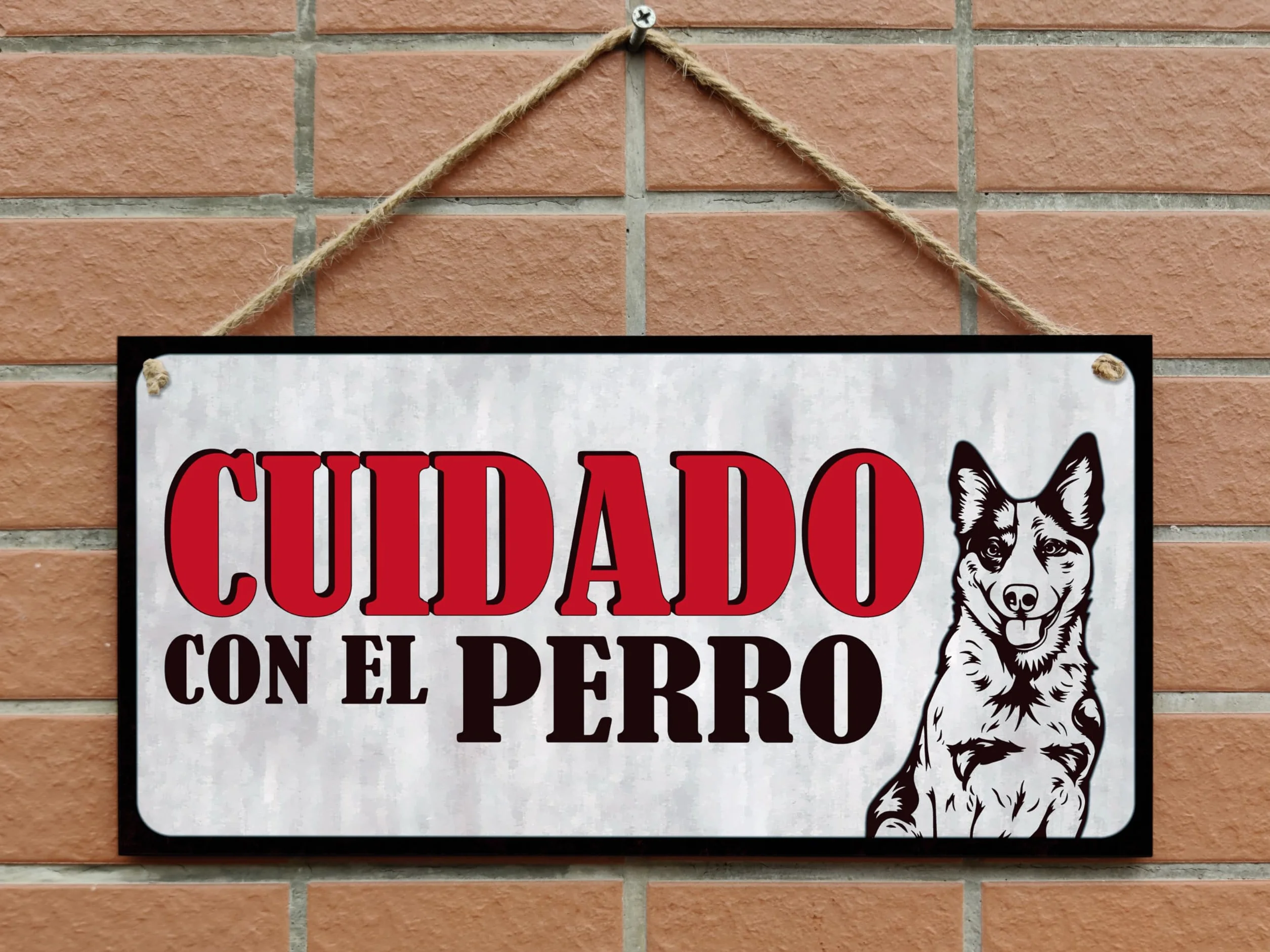 CARISPIBET ¡Cuidado con el perro! Señales de advertencia exteriores de la casa, señal de puerta de jardín, señal de puerta 15 x 30 cm