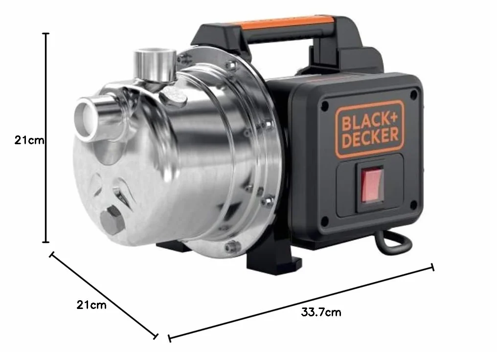BLACK+DECKER Bomba Autocebante BXGP800XE para Aguas Limpias (800 W, Caudal max. 3500 l/h, Prevalencia max. 38 m)
