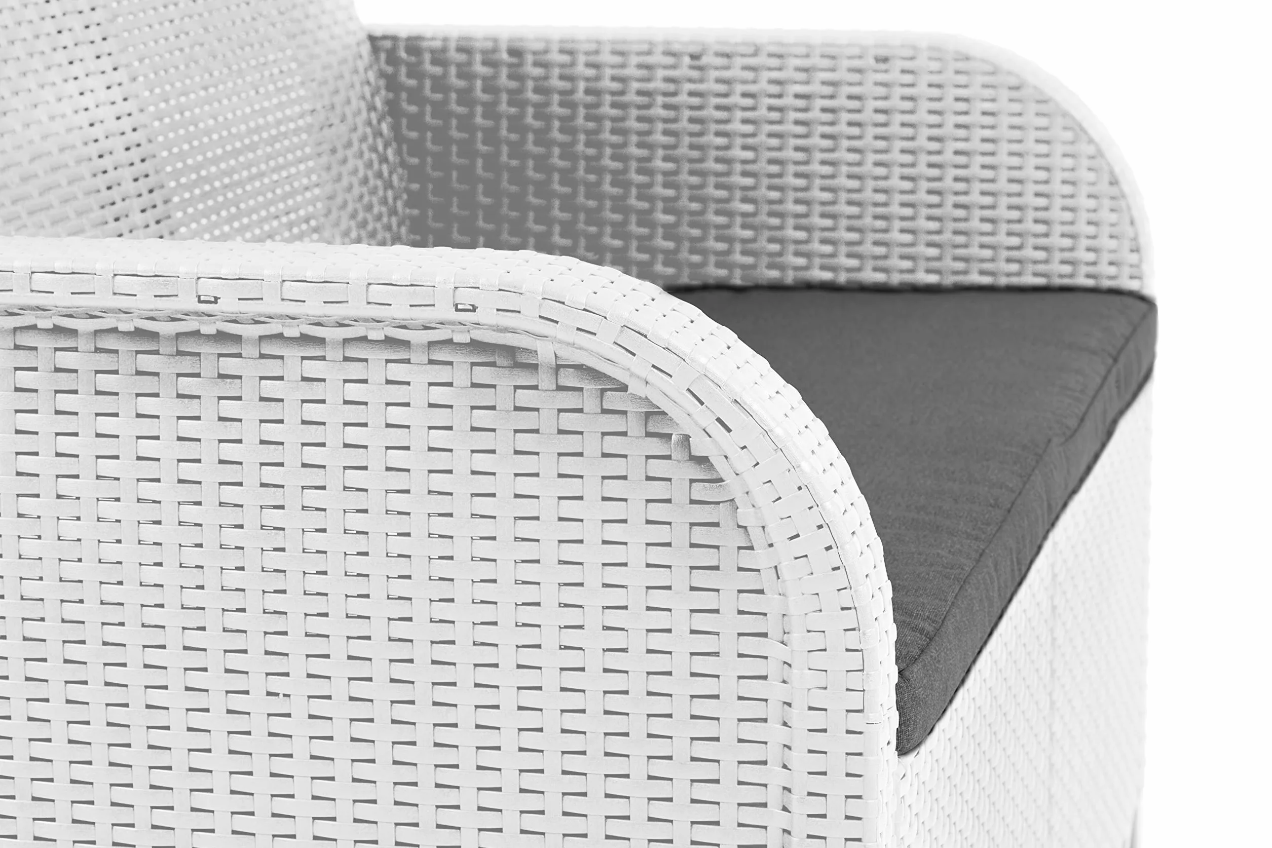 Keter Rosalie Lounge - Juego de Muebles con Cojines - Sillones de 65 x 63 x 74 (alt.) cm - Sofá de 113 x 65 x 74 cm de Altura - Mesa contenedora 60 x 55 x 39