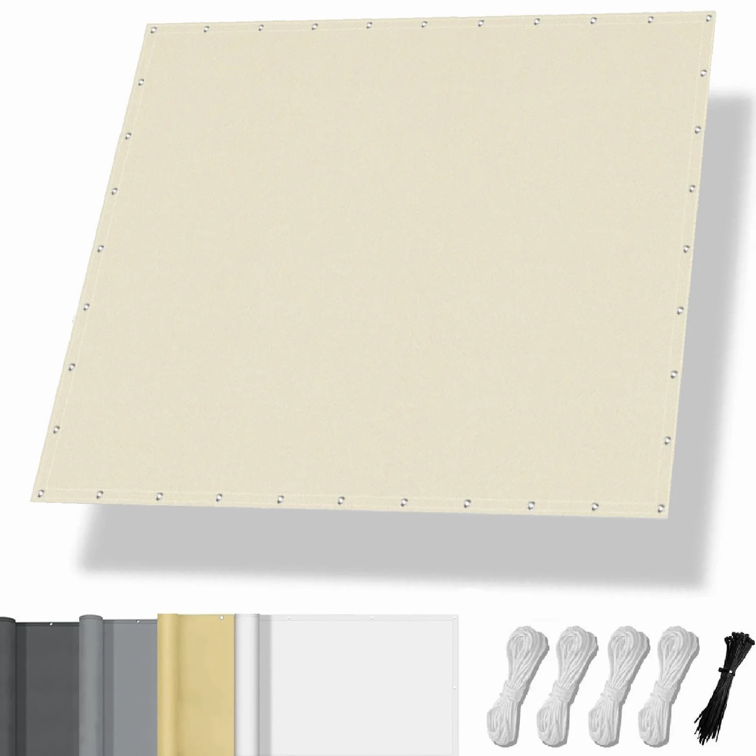 Toldo Vela de Sombra Impermeable 3.5x3.5m Rectangular Toldos Exterior Terraza Protección Rayos UV 95% Resistente al Desgarro para Terraza Balcon Patio Exteriores Jardín Césped (Beige)