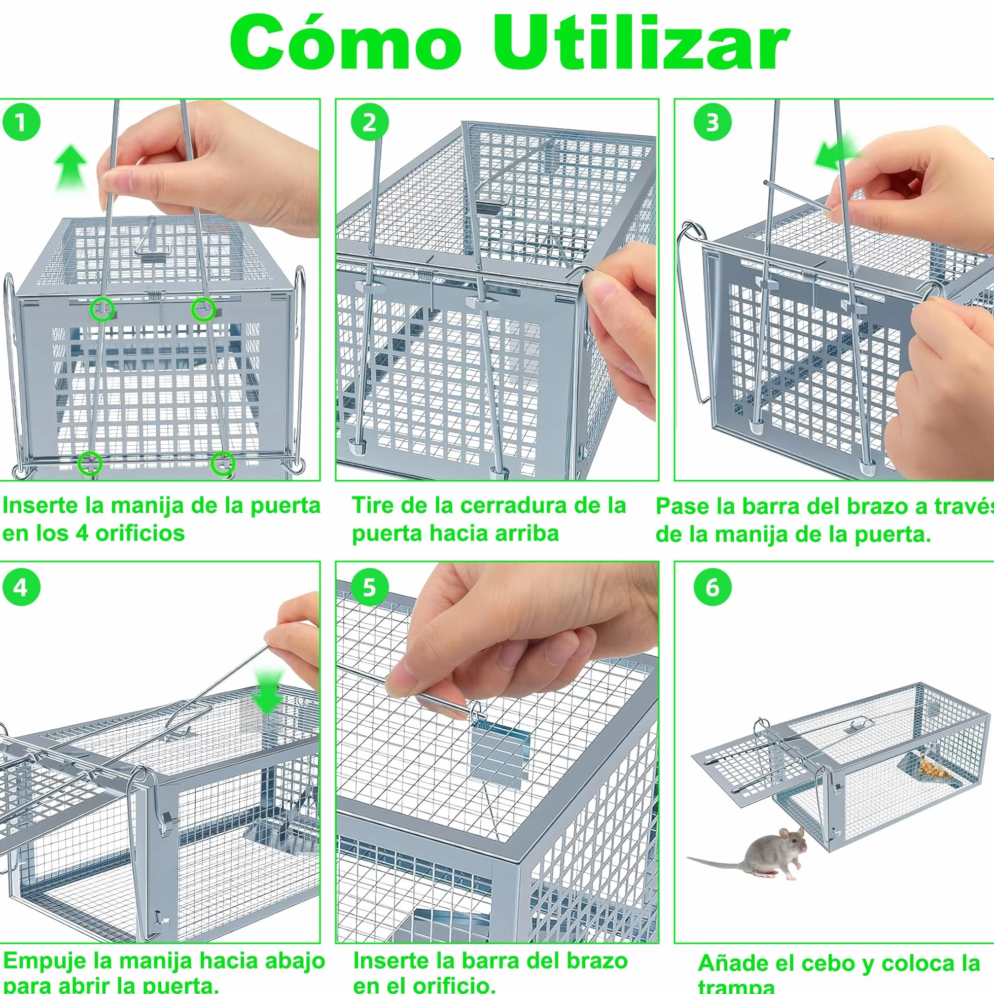 Trampa para Ratones Vivo, 2 PCS XL Trampas Ratas para Interiores y Exteriores Sin Matar Cepos para Ratones Reutilizable, Sin Mecanismo de Liberación Táctil para Cocina Jardín Hogar - 27 x14 x12 cm