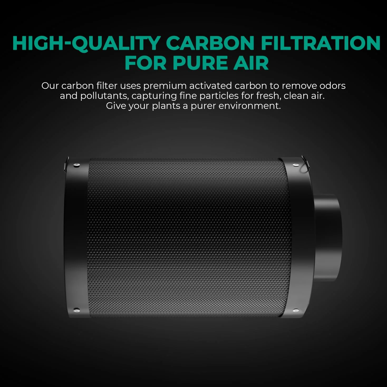 MARS HYDRO Control de olores de filtro de carbono de aire de 4 pulgadas con carbón virgen australiano, para ventilador de conductos en línea, tienda de cultivo, hidroponía