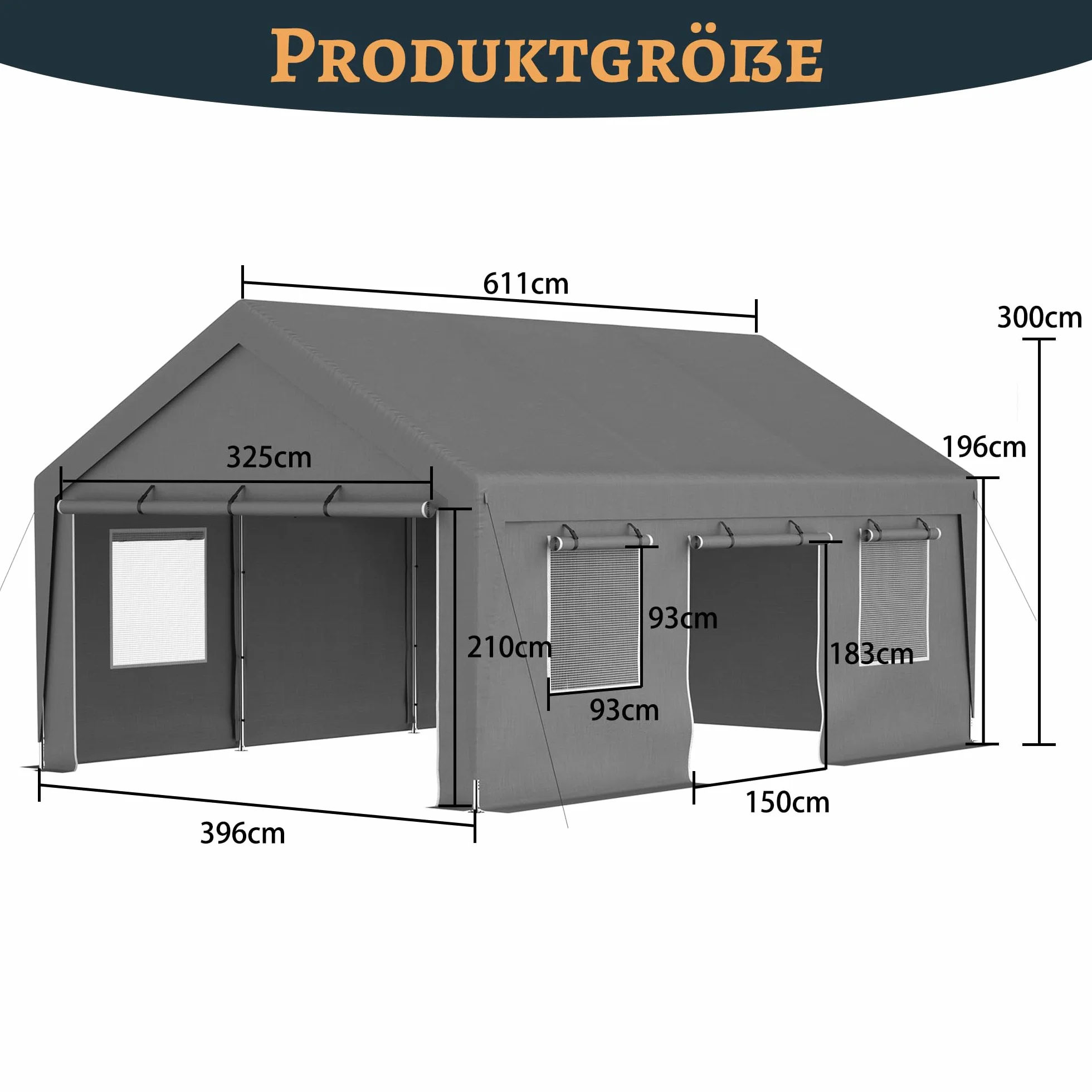 Garaje para tienda de campaña, 6 x 4 x 3 m, resistente al invierno, puertas enrollables y ventanas ventiladas, tienda de pasto, tienda de almacenamiento, refugio para garaje, toldo para coche, SUV