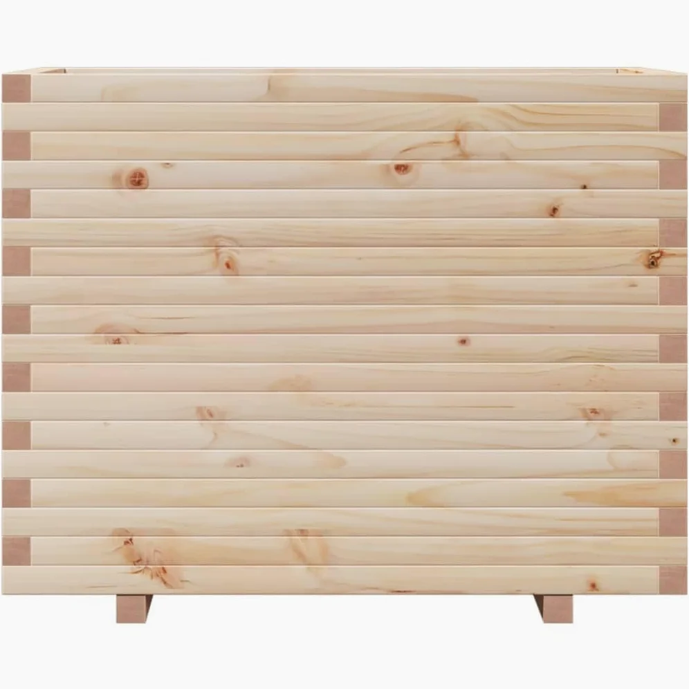 Macetero de madera maciza de pino, 90 x 60 x 72,5 cm, bancal elevado para jardín, balcón y terraza, resistente cama elevada para verduras y flores