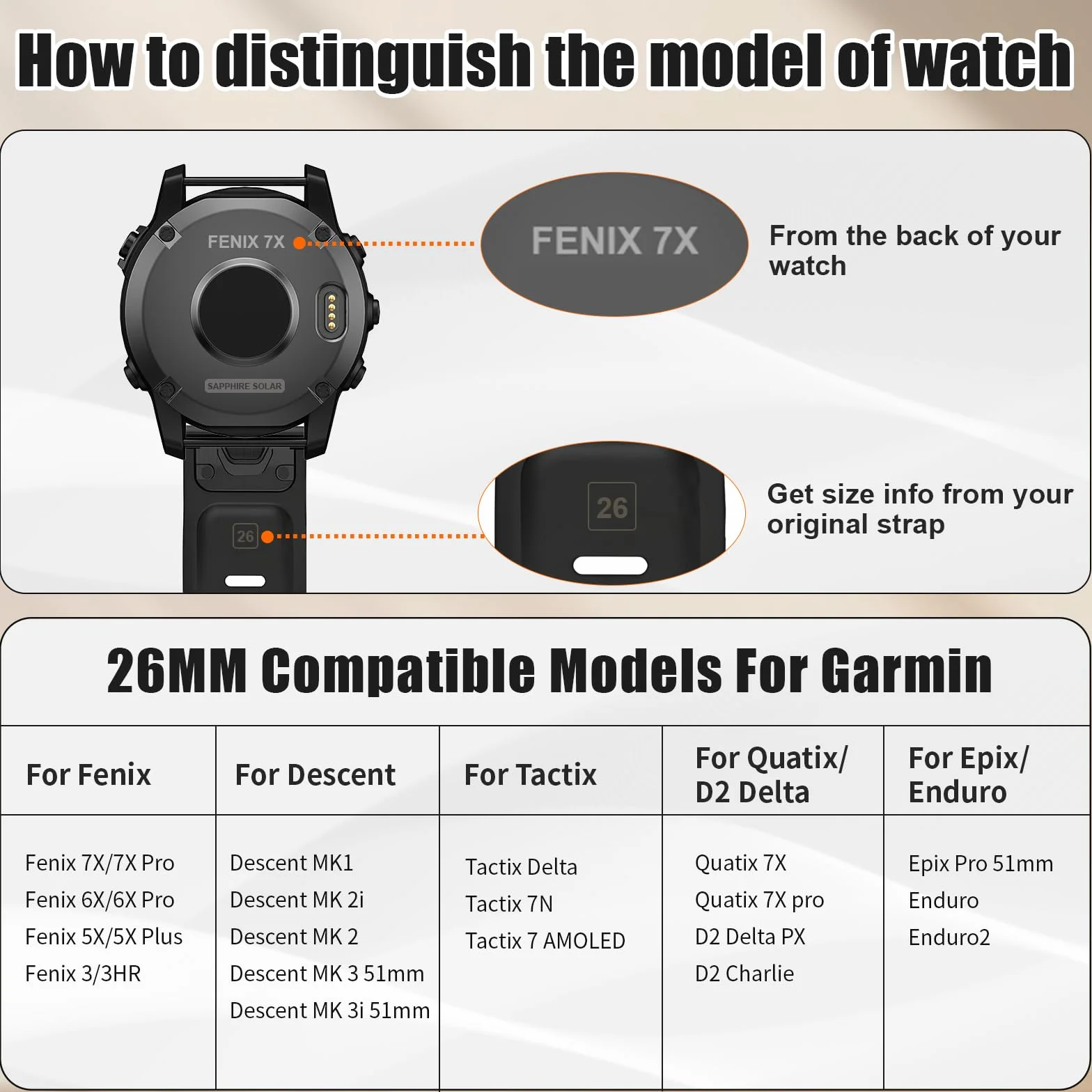 NotoCity Pasek do Garmin fenix 6x/6x Pro 26mm, Fenix 5x/5x Plus/7x/7x Pro, Fenix 8/8 Pro 51mm, 3/3 HR, Quatix 7X, Epix Pro 51mm