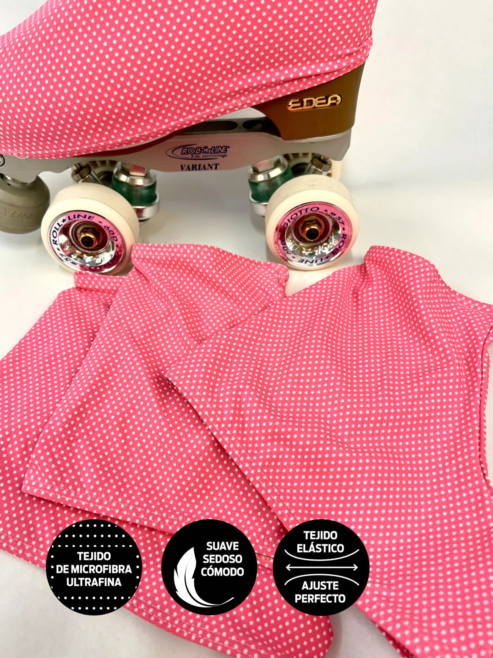 Funda Patín Skate Profesional 180 Densidad Talla Universal Adulto y Niños Topos Rosa
