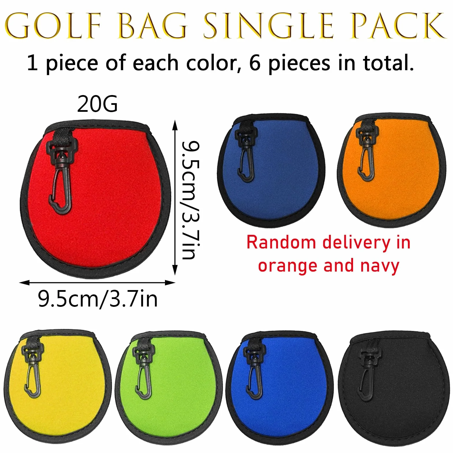 Bolsa de Limpieza de Pelotas de Golf 6 Piezas con Hebillas Negras, Portátil