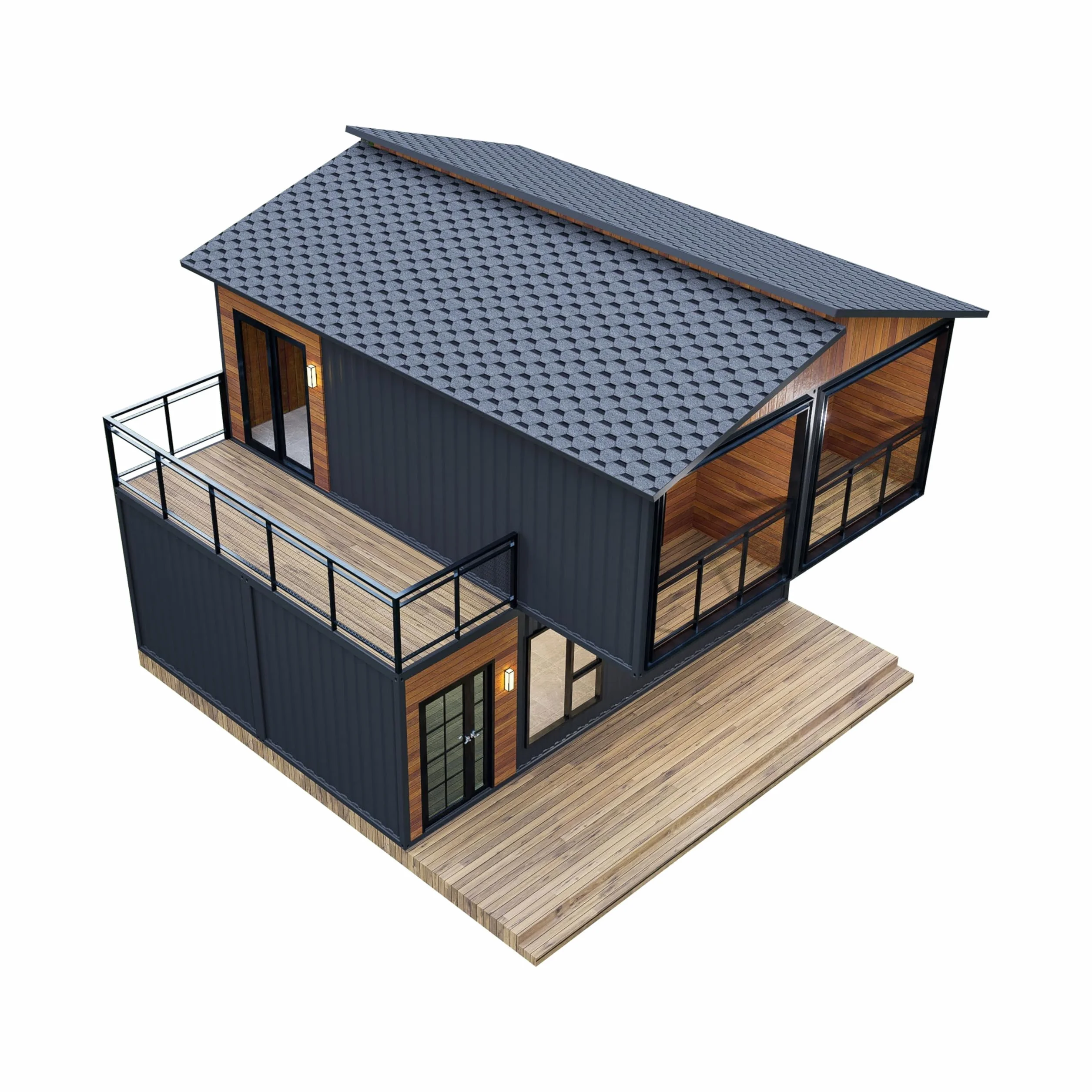 Barn Homes 2024 - Casa prefabricada plegable de dos pisos para adultos, contenedor modular de acero pequeño, color marrón (40 pies)