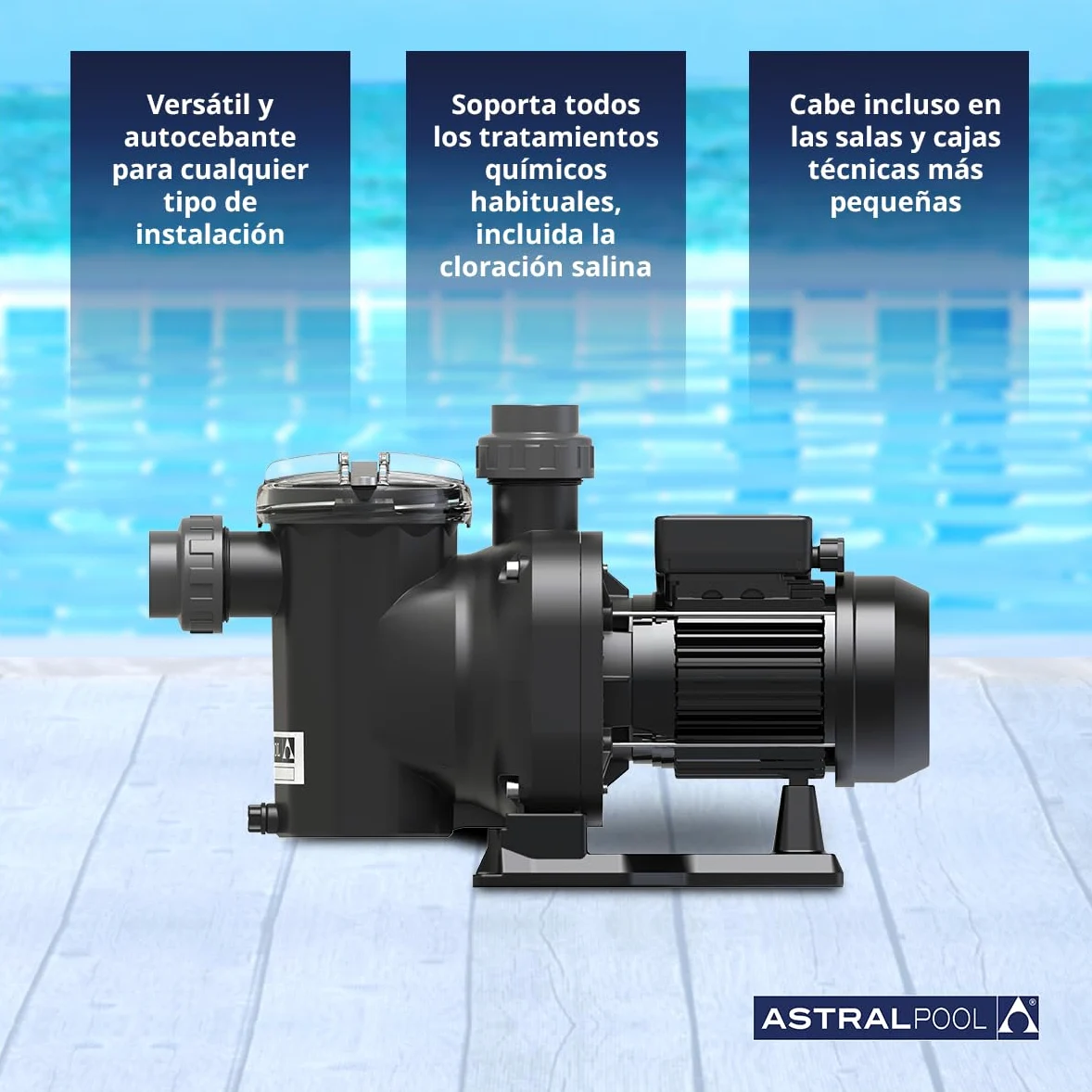 Astralpool BOMBA SENA 1 CV MONO, Plástico, negra.