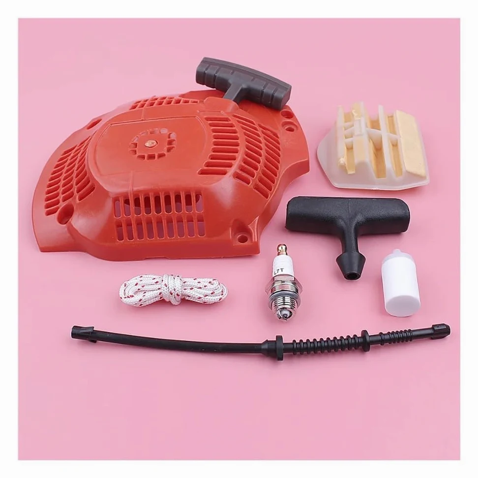Arranque de Retroceso Compatible con Hus 445 y 450, Filtro de Aire, Mango, Cuerda de Agarre, bujía, Repuesto de Motosierra. Accesorios para cortacésped