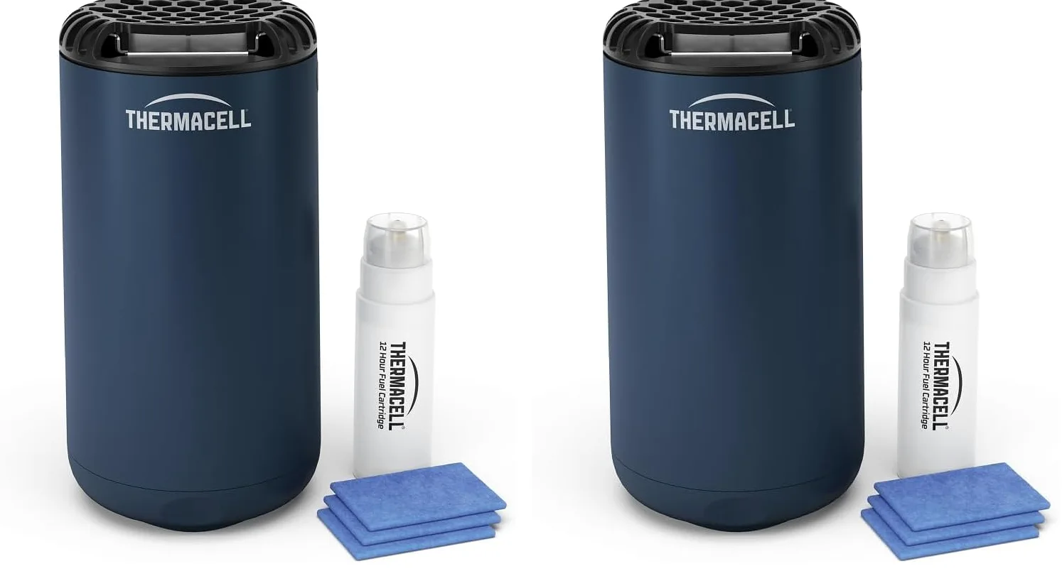 ThermaCELL Difusor Antimosquitos, para Exteriores, Jardín y Patio, Protección Eficaz 20 m², Inodoro, Incluye Recambio de 12 Horas + 3 Pastillas, Navy (Paquete de 2)
