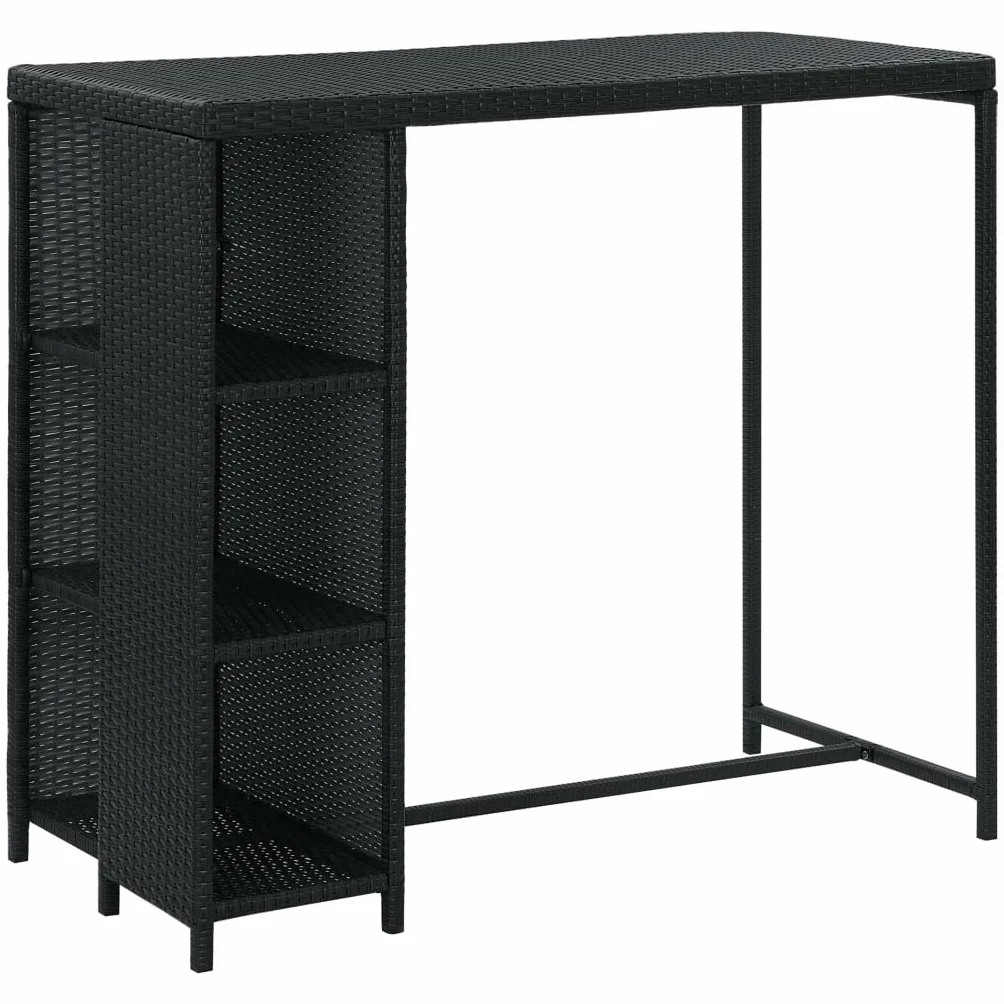 vidaXL Set de Bar para Jardín 5 Piezas y Cojines Asiento Mesa Silla Patio Terraza Barra Bistró Muebles Mobiliario Ratán Sintético Negro