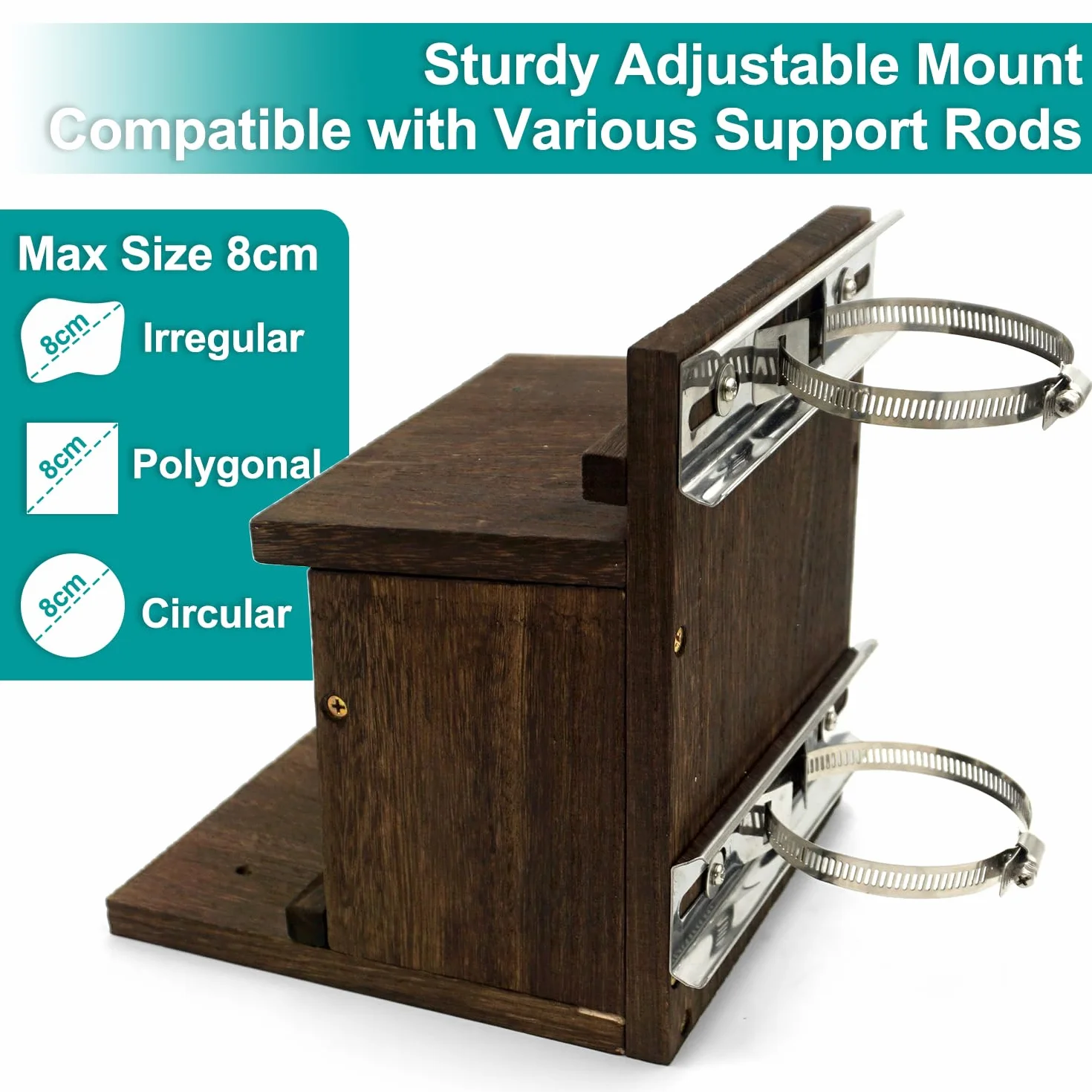 Comedero de Madera de Gran Capacidad para Ardillas con Soporte de Montaje, Tratamiento de Superficie Compatible con barandilla de árbol de Pared, pasamanos y Valla