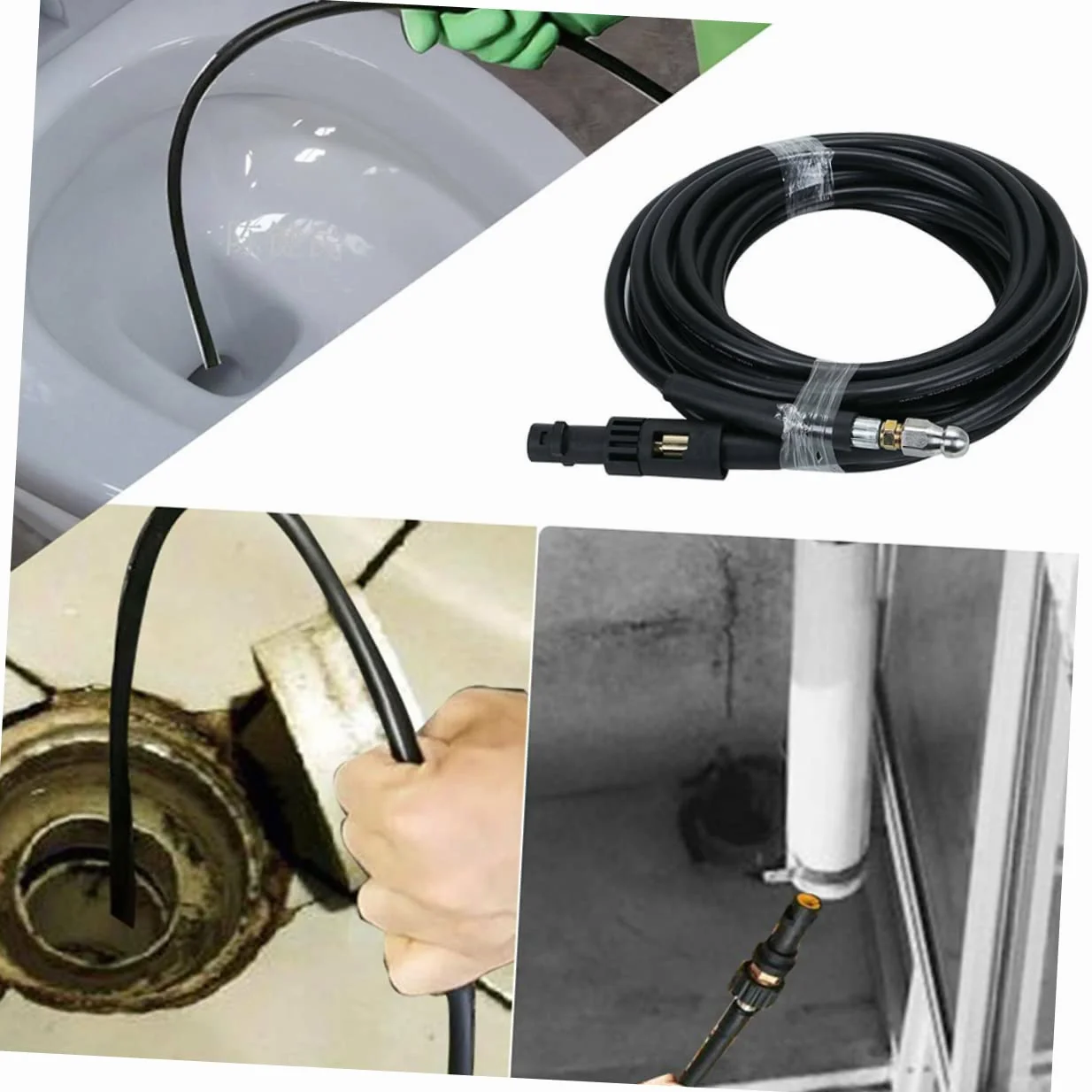 POPETPOP 15m Tapón De Limpieza De Manguera Para Desagüe Manguera De Desagüe De Alcantarillado Para Limpieza De Tuberías y Drenaje De Agua Coches y Jardines