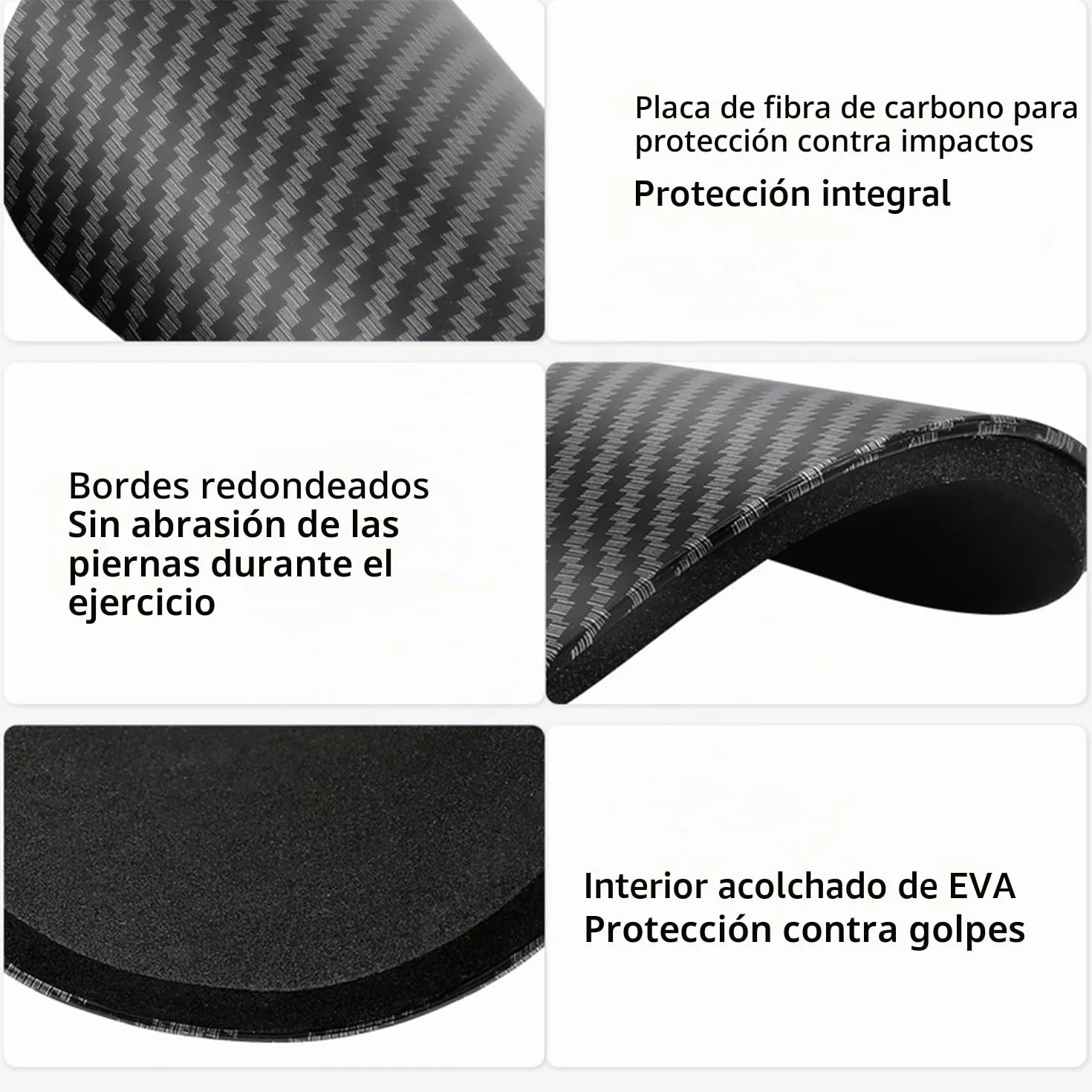 YUNYU Espinilleras fibra de carbono 11,5x6 cm protectores piernas fútbol espuma EVA juego 2 piezas