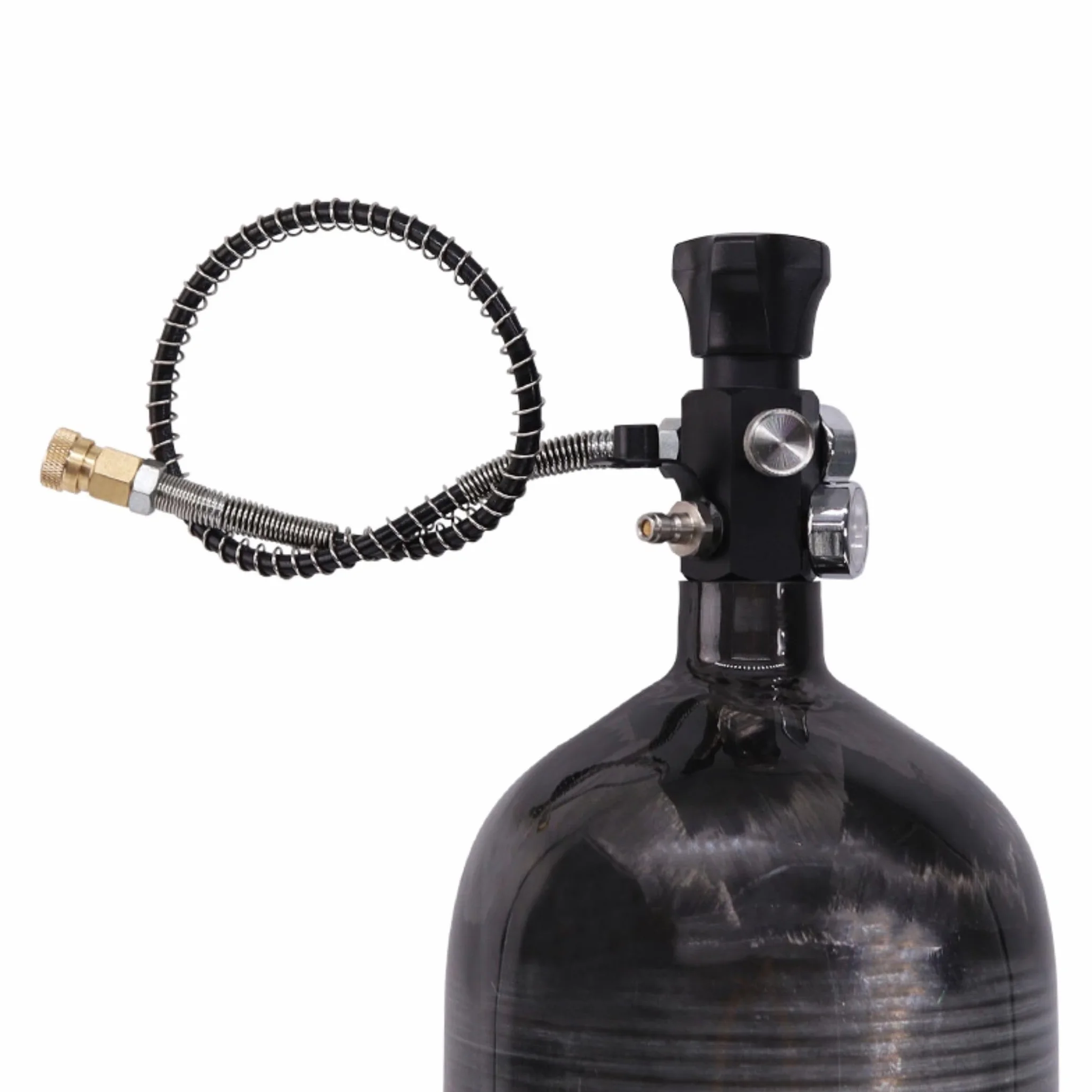 TUXING 4500psi Tanque de Aire de Fibra de Carbono 2.5L Botella Vacía Paintball con Manómetros Manguera Alta Presión M18*1.5