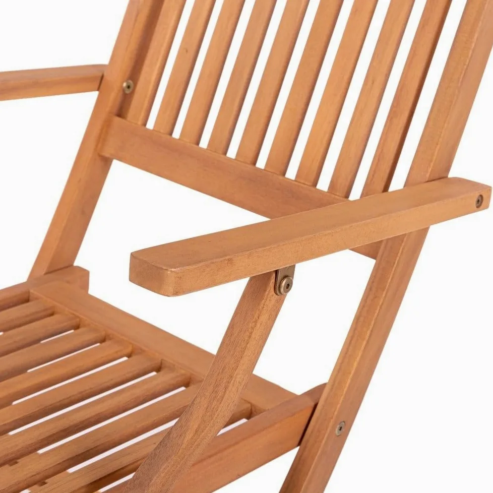 LOLAhome Silla de jardín Resistente y Plegable, con reposabrazos | De Madera natual sostenible de Acacia con FSC | para Exterior, jardín, terraza, balcón o Piscina | Kate
