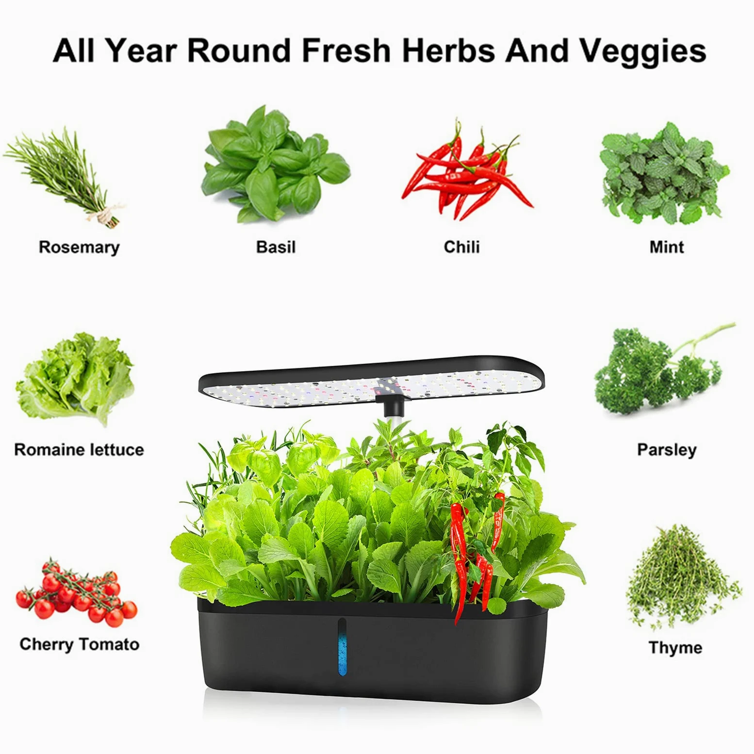 Sistema de Cultivo hidropónico, 12 cápsulas kit de iniciación de jardín para interior con luz crecimiento, Kit de germinación inteligente con función de sincronización de ciclo, Altura Ajustable#2